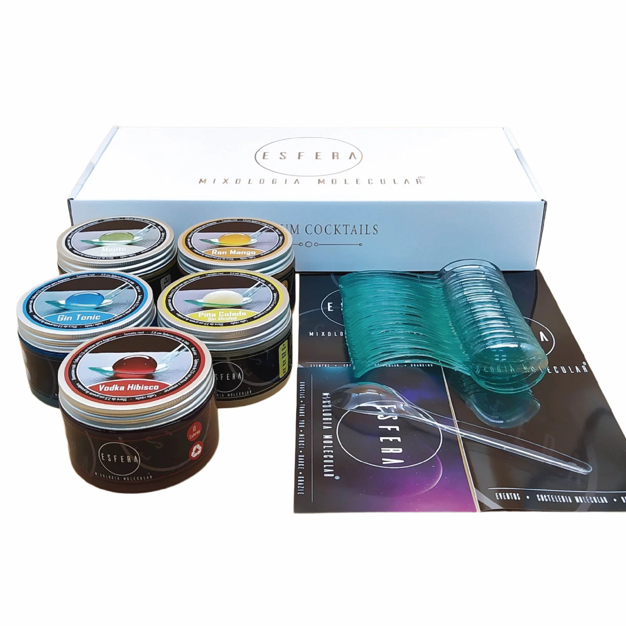 Esfera Mixología Molecular Kit Esferificaciones con Alginato de Sodio 5 Sabores Cocteleria Gin Tonic Regalo Gourmet