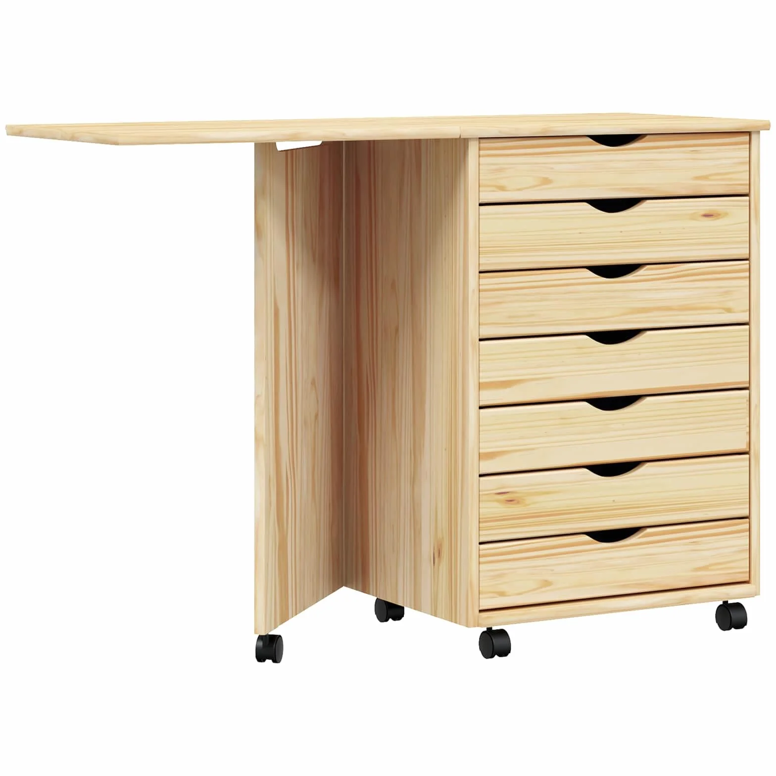 vidaXL Gabinete Rodante con Escritorio Moss Barniz Transparente, Sala Moderna, Mueble útil, gabinete Rectangular con Escritorio, Estilo Minimalista, Madera de Pino