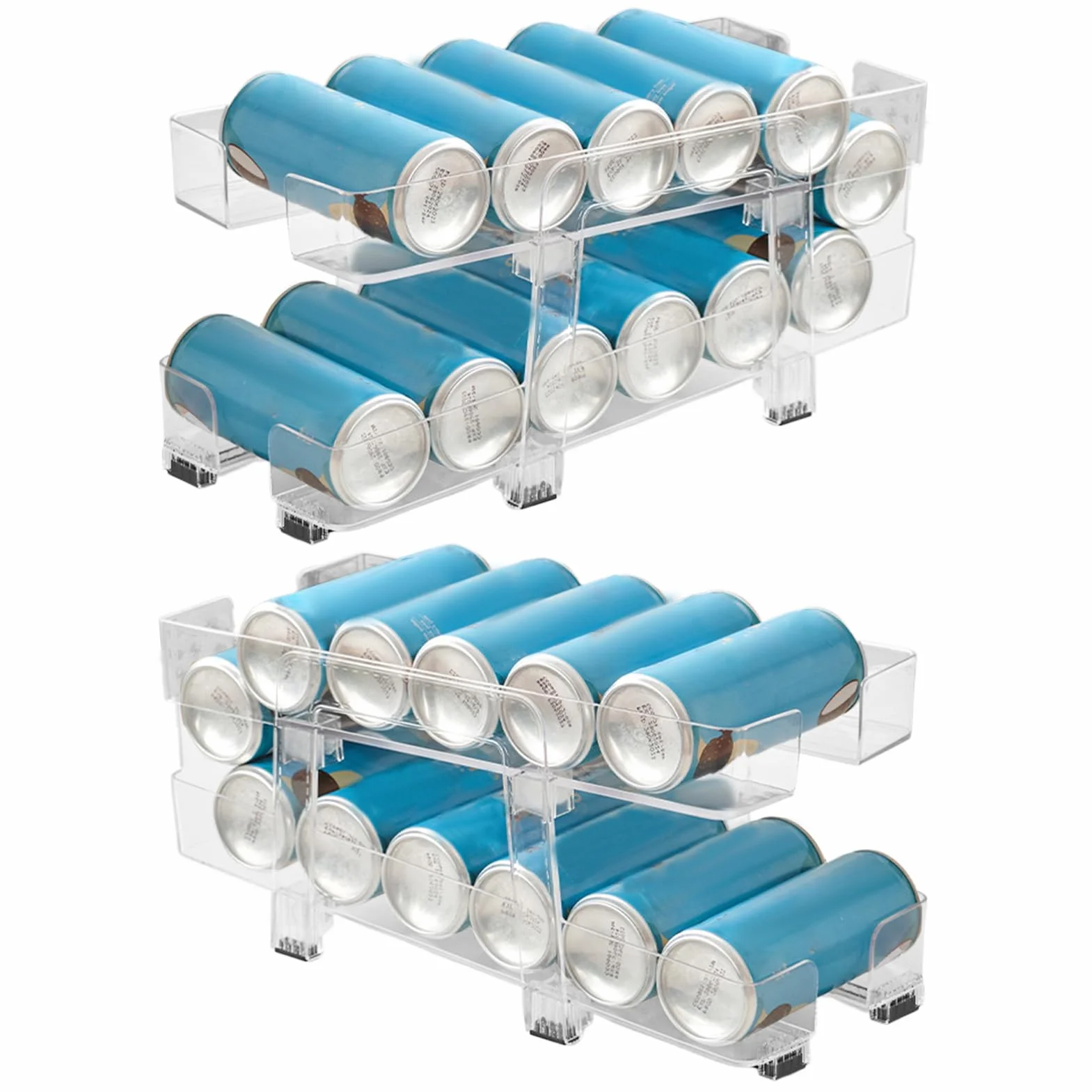 Organizador De Latas Soporte Doble Para Latas | Estante Para Bebidas Con Cesta De Ancho Ajustable, 2 Niveles, Dispenser Retráctil Con Ruedas Para Cocina, ,