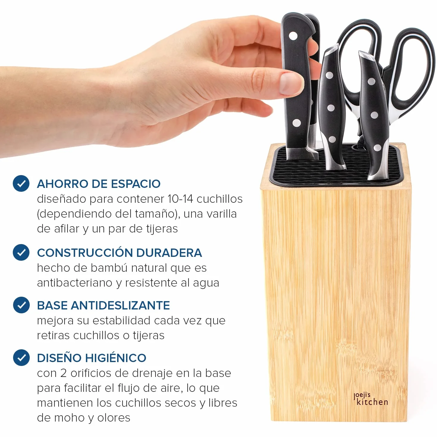 Porta cuchillos cocina Universal Bambú Soporte para Cuchillos