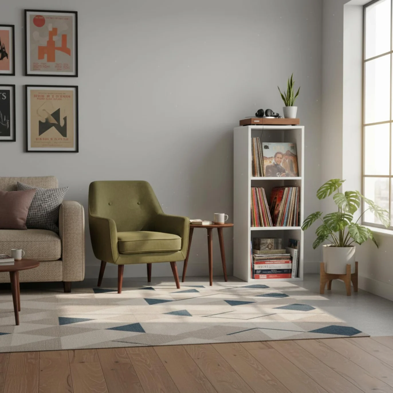 Mueble de almacenamiento de vinilo LP 3 compartimentos blanco