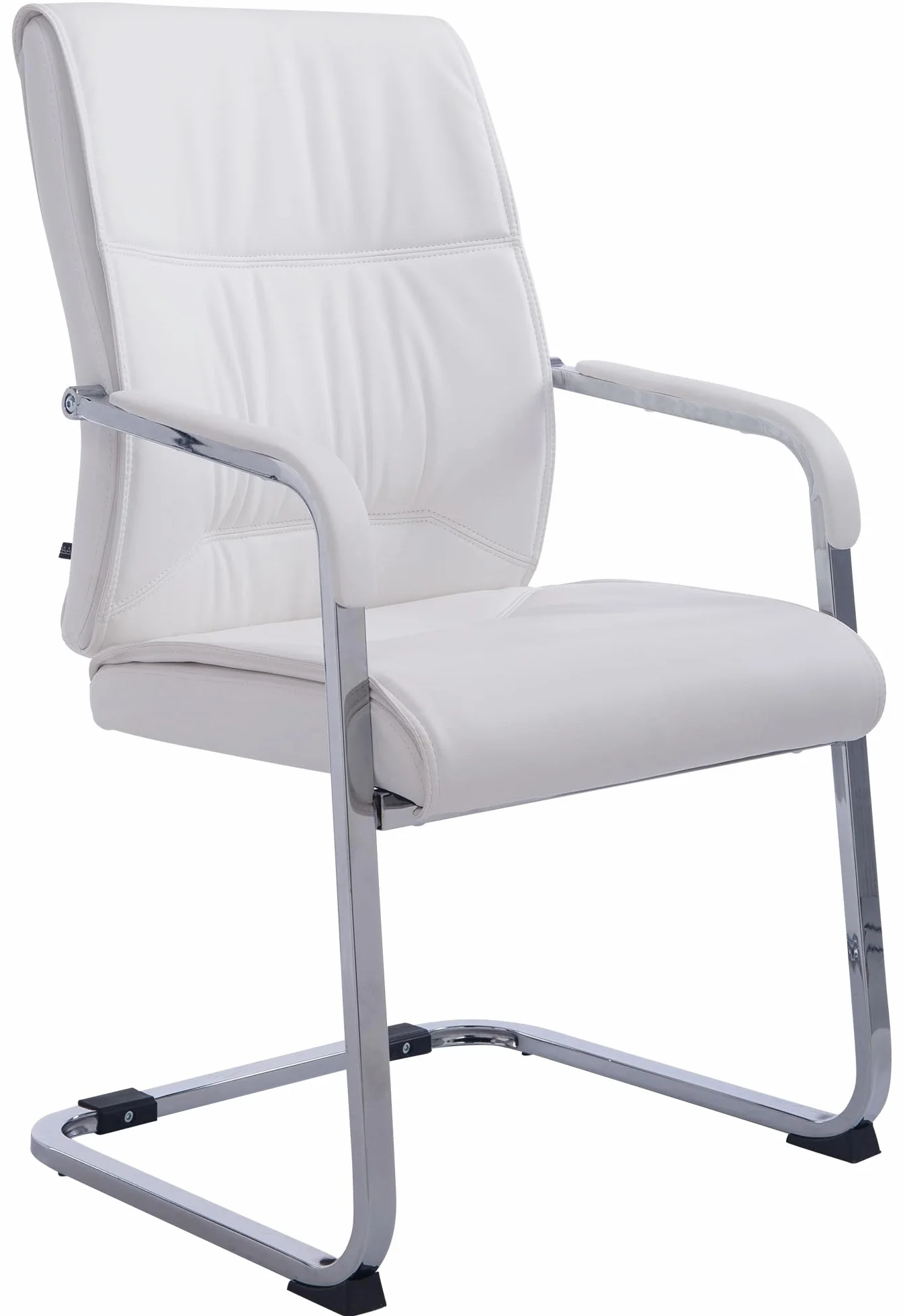CLP Silla De Conferencia Anubis En Polipiel I Silla De Oficina En Estilo Cantiléver, con Reposabrazos & Base Metálica, Color:Blanco