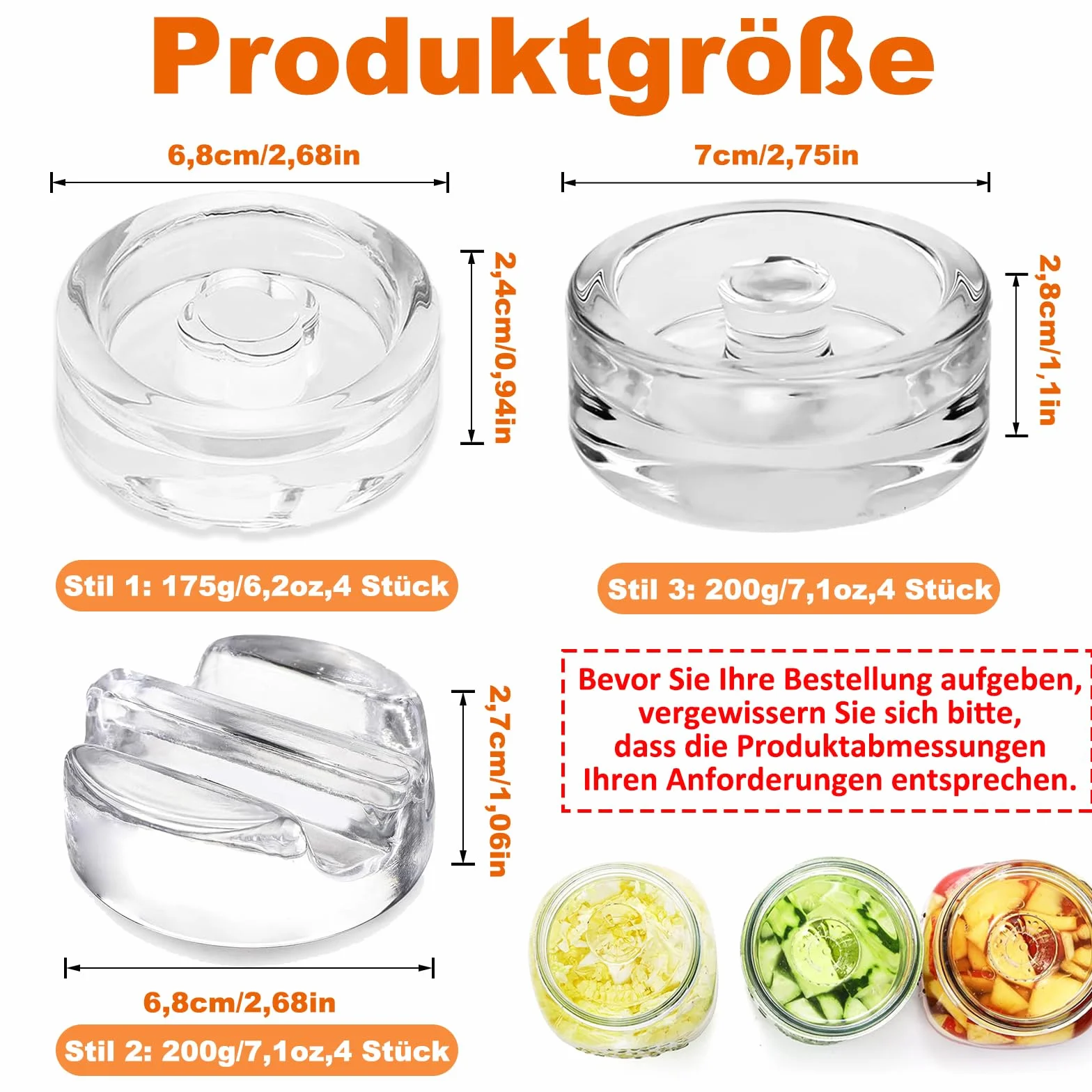 Pesos de Fermentación, 4 Piezas de Piedra de Peso, Pesas para Tarros de Conserva de Pepino, Pesas de Vidrio para Fermentación Ø 7cm,Pesas de para Fermentar Verduras en Salmuera