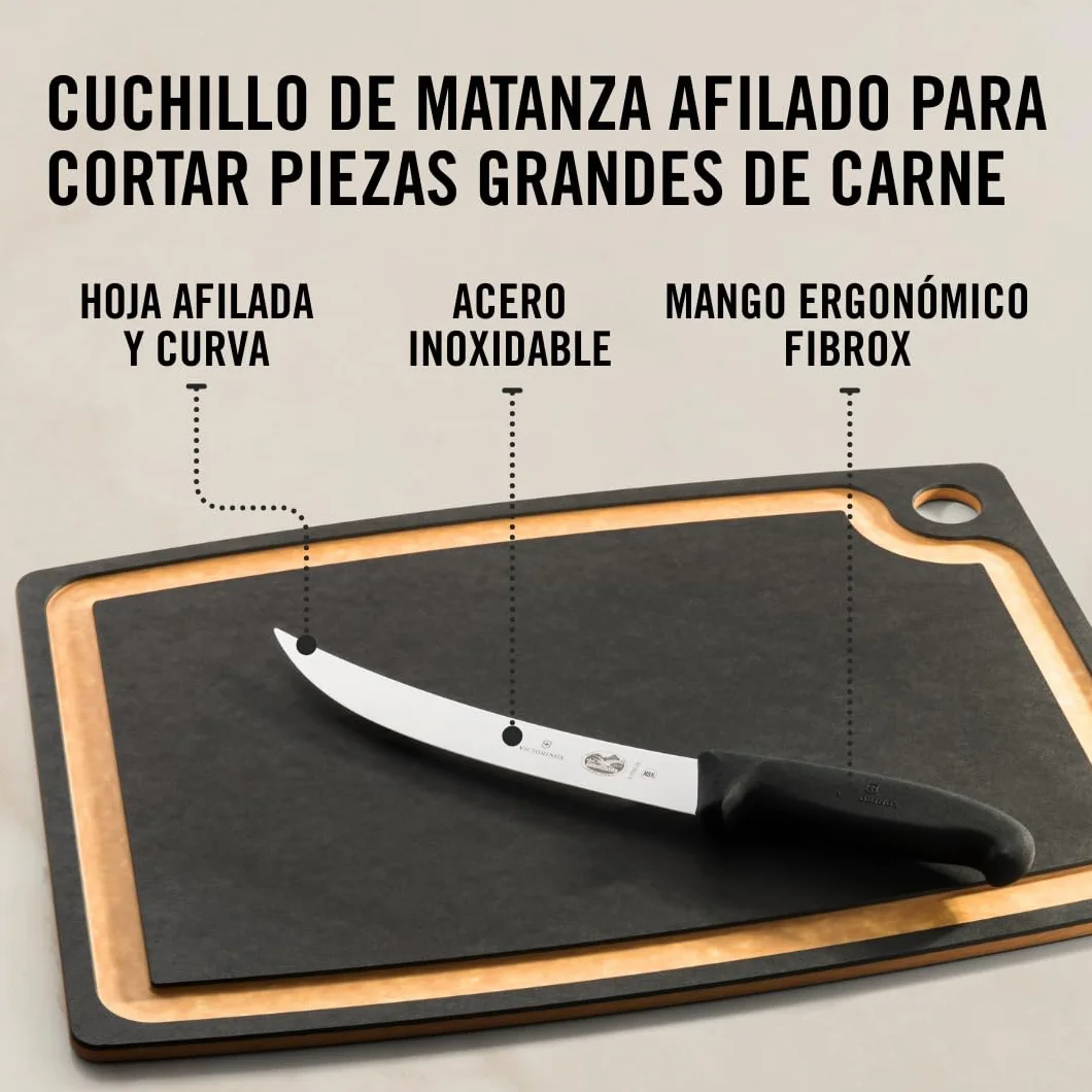 Victorinox Fibrox Cuchillo de matanza 20 cm hoja curva acero inoxidable negro
