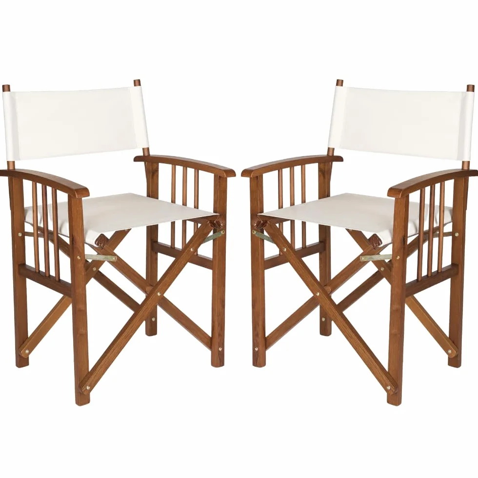 ZIK - Juego de 2 sillas de director plegables de madera, sillas de exterior plegables y plegables, sillas de madera para jardín, mar, playa, fácil mantenimiento, con rellenos extraíbles y lavables