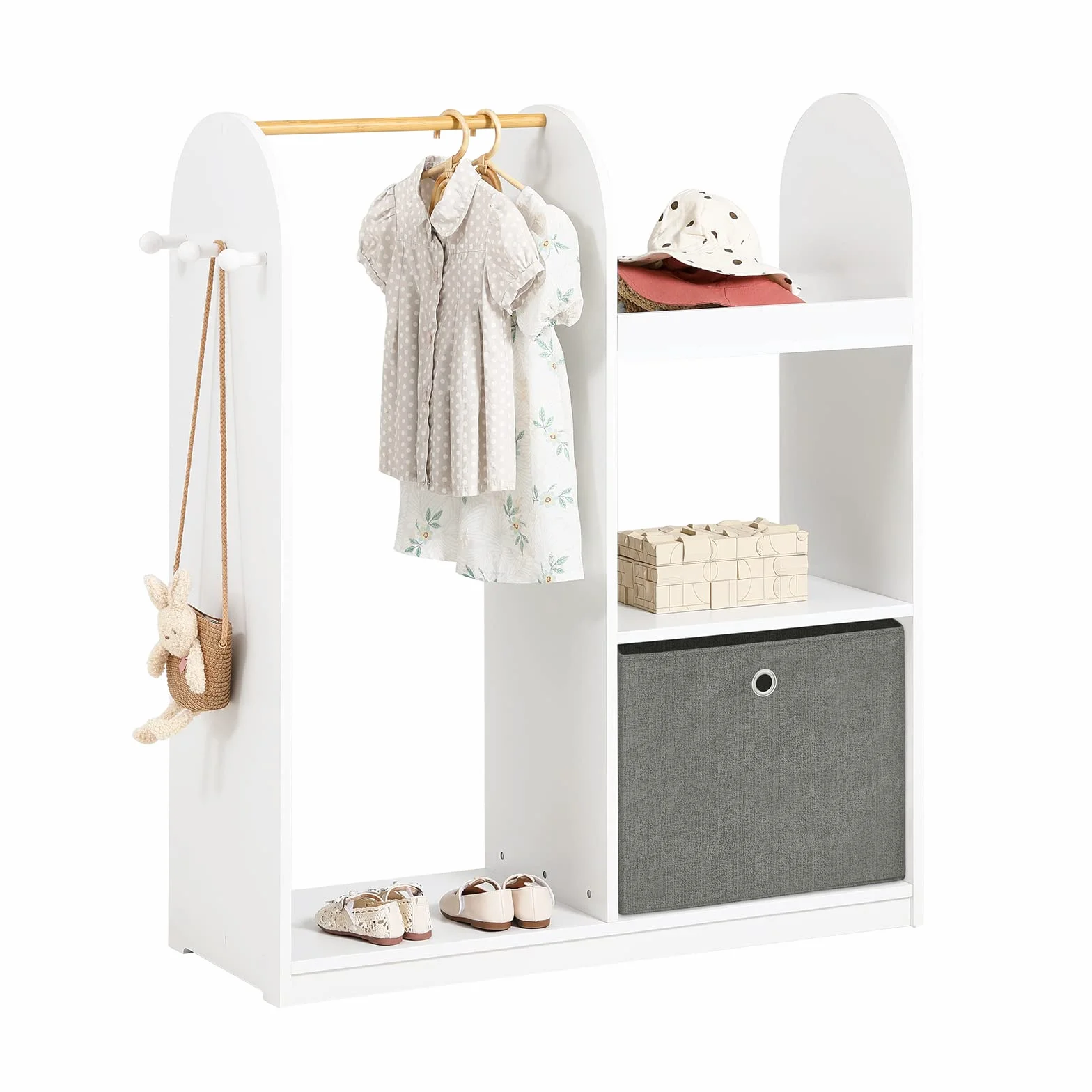 SoBuy Armario Infantil con Almacenaje Juguetes y Ropa Blanco 97x35x108cm KMB40-W
