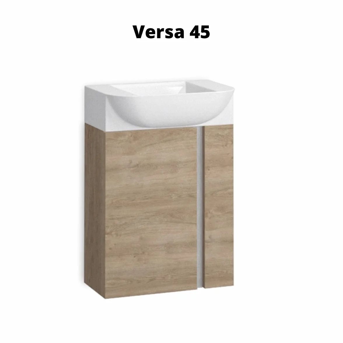 Mueble de baño Versa suspendido a Pared Fondo Reducido 1 Puerta y Lavabo Cerámico (Roble Natural, 45)