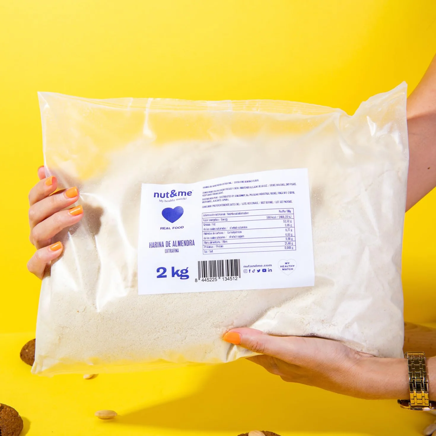 Harina de almendra 2 KG nut&me 100% almendra Extrafina Sin Gluten Keto Repostería