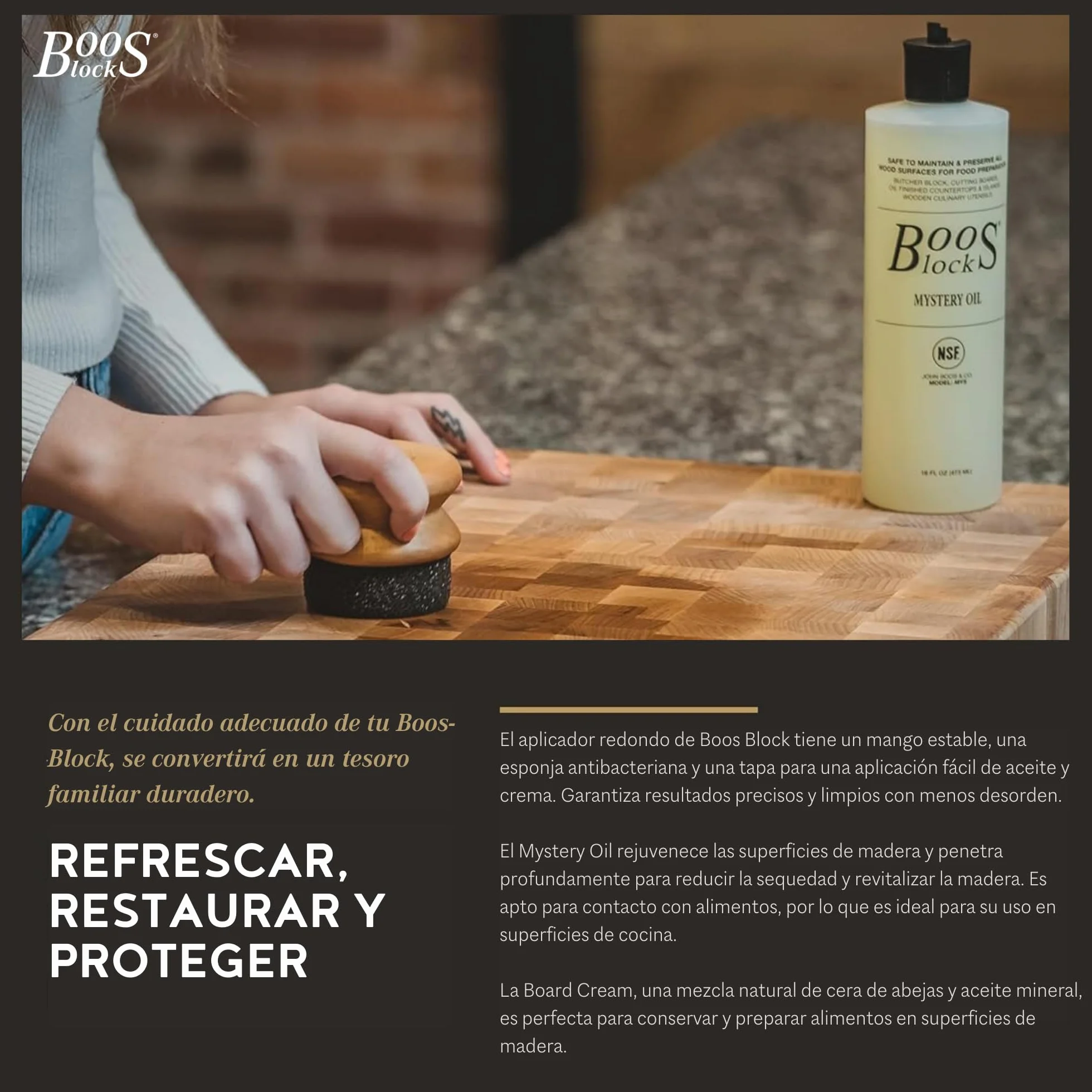 Boos Block Tabla de Cortar Cocina Madera de Testa Extra Gruesa 46 x 46 x 7,5 cm