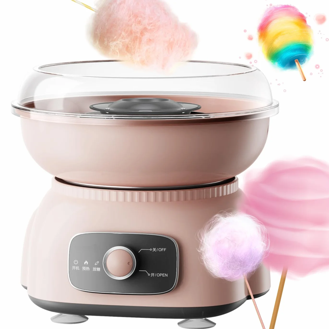 Máquina de algodón de azúcar con cuenco para prevención de salpicaduras, extraíble y lavable para reuniones, bodas, fiestas familiares, celebraciones de cumpleaños