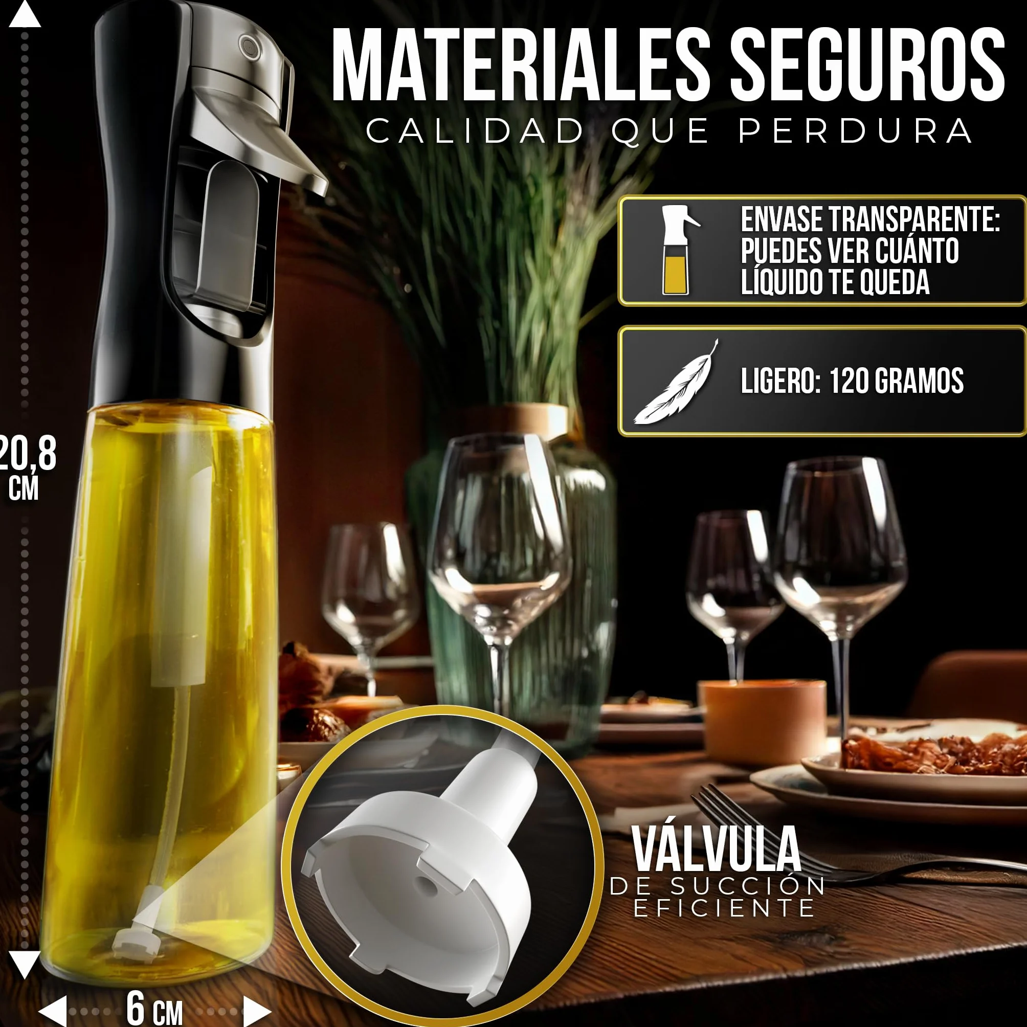 ActivoTex Pulverizador Aceite Spray Cocina 300 ml Dispensador Aceitera Botella Dosificador Aceite Oliva Vaporizador