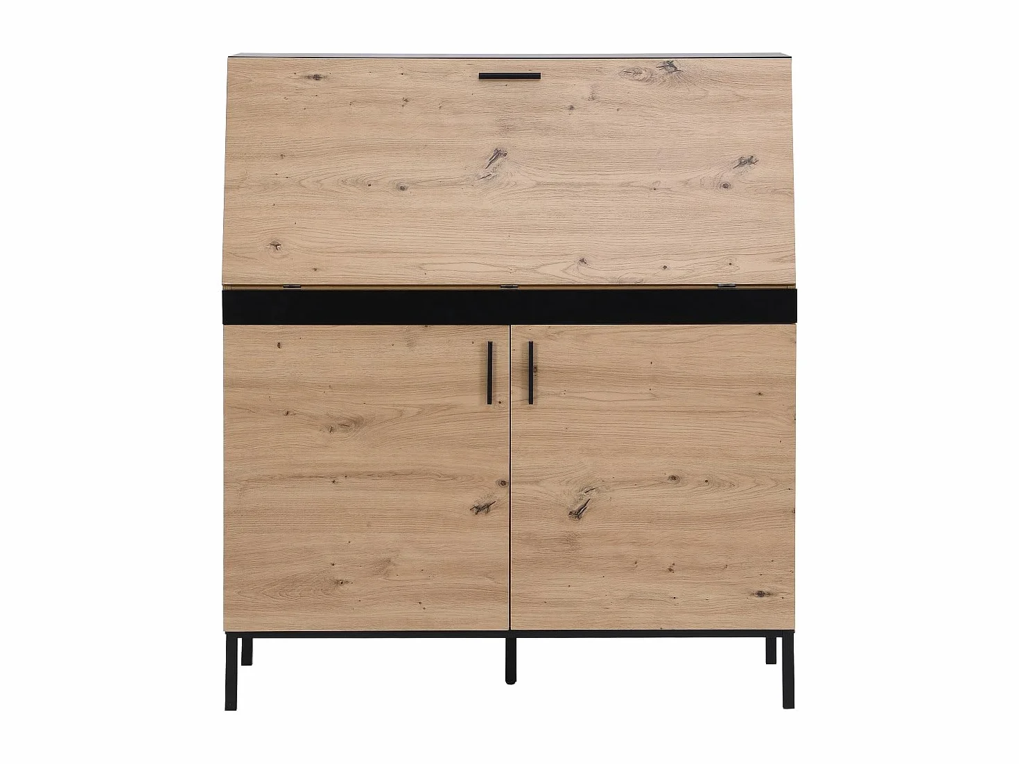 Vente-unique Secretario con 2 Puertas - MDF - Natural y Negro - MALEDA