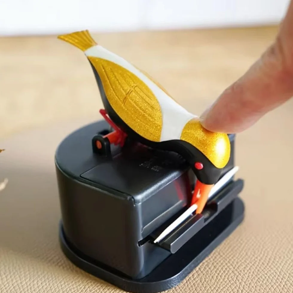 Caja de palillos de dientes emergente para pájaros carpinteros, dispensador automático de palillos de dientes para pájaros pequeños, tarro de hisopo de algodón portátil para el hogar (pájaro negro con