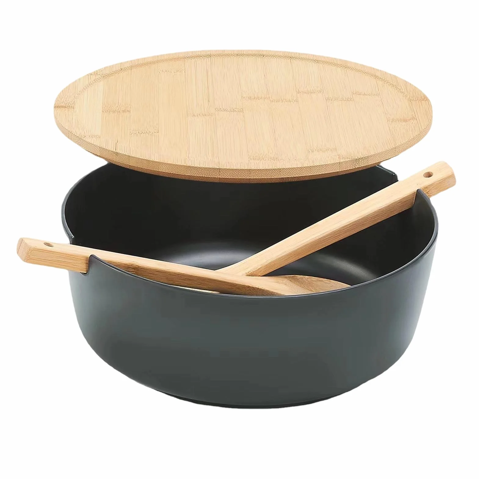 Bol Para Servir Ensaladas Ensaladeras De Madera Vajilla Cuchara Tenedor | Bol Para Servir Ensalada Mezcla Cocina Preparación Comidas Fruta Verdura Pasta Cereal