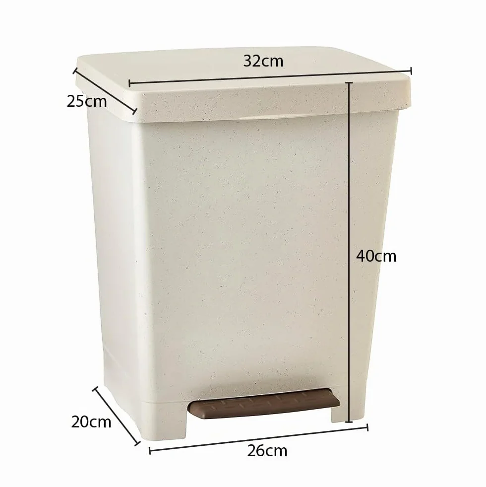 Tatay Cubo de Basura Cocina con Pedal Cubik 21L Acabado Mate Plástico Reciclado Libre de BPA 33,5x30x39 cm Ecohome