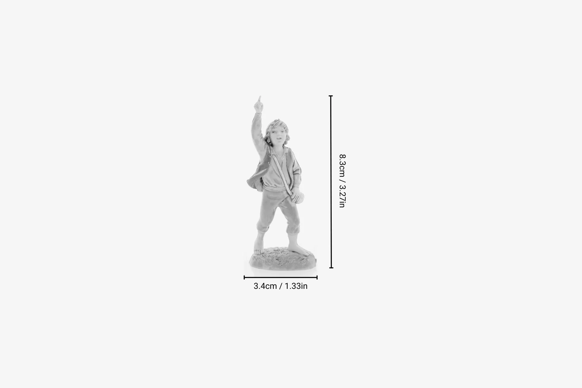 Moranduzzo Niño con Dedo Levantado Belén 10 cm Escala 1:20 Figuras Indestructibles Estilo 700' Pintura Acabada a Mano