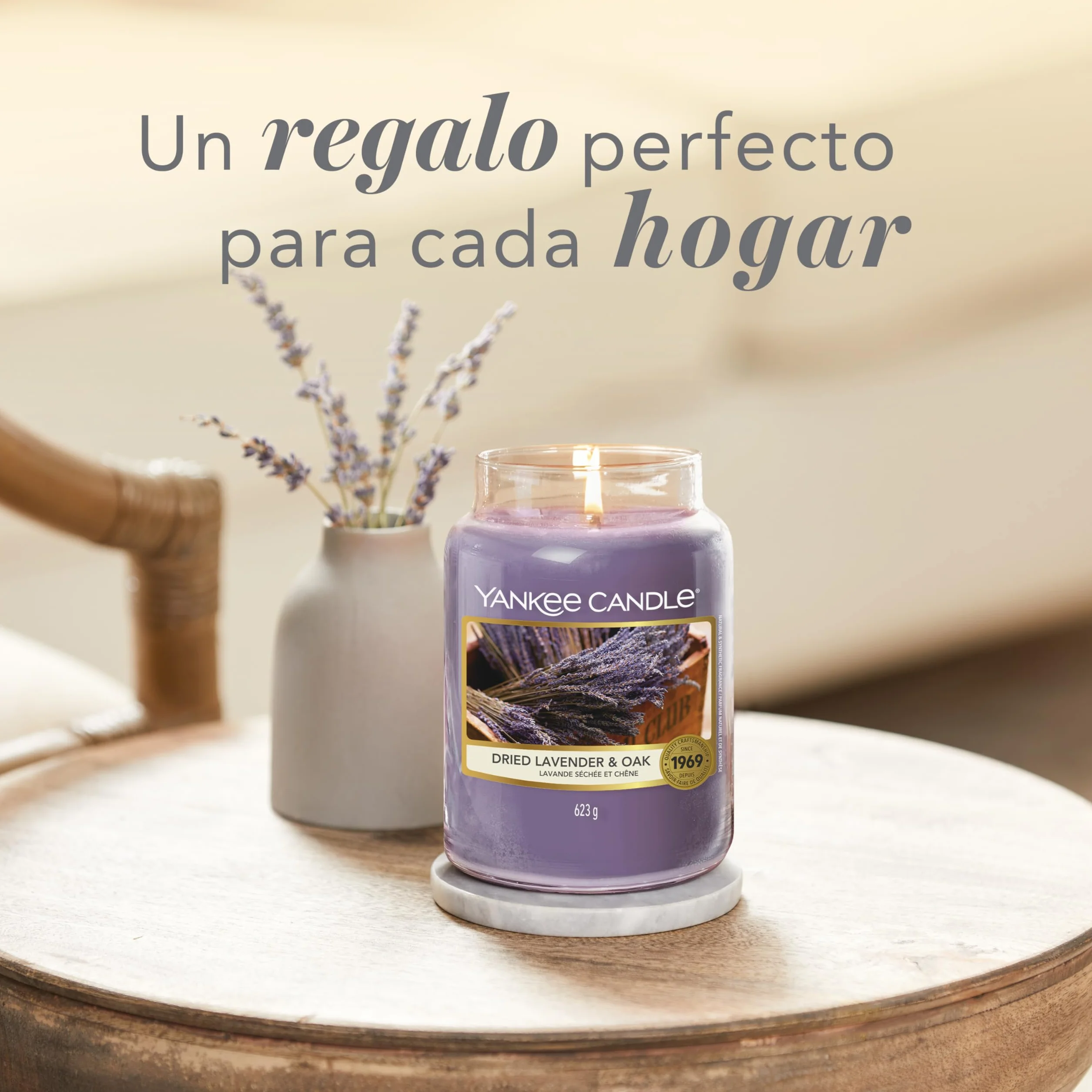 Yankee Candle Vela aromática tarro grande Dried Lavender & Oak 150 horas Regalos para mujeres