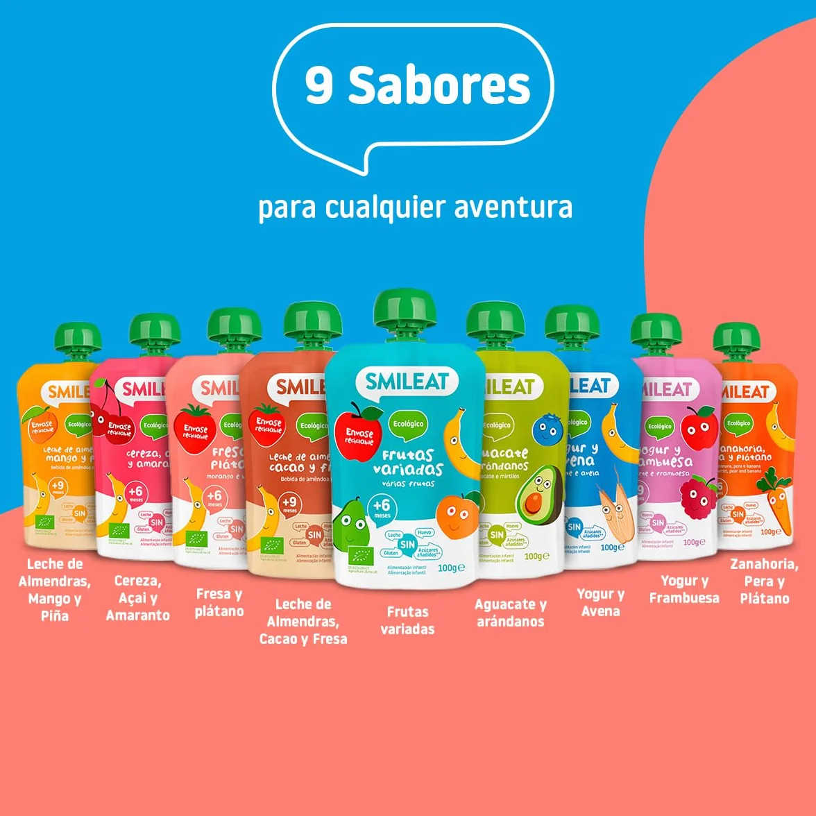 Smileat Postre lácteo infantil puré de fresa y plátano bolsa 100 g