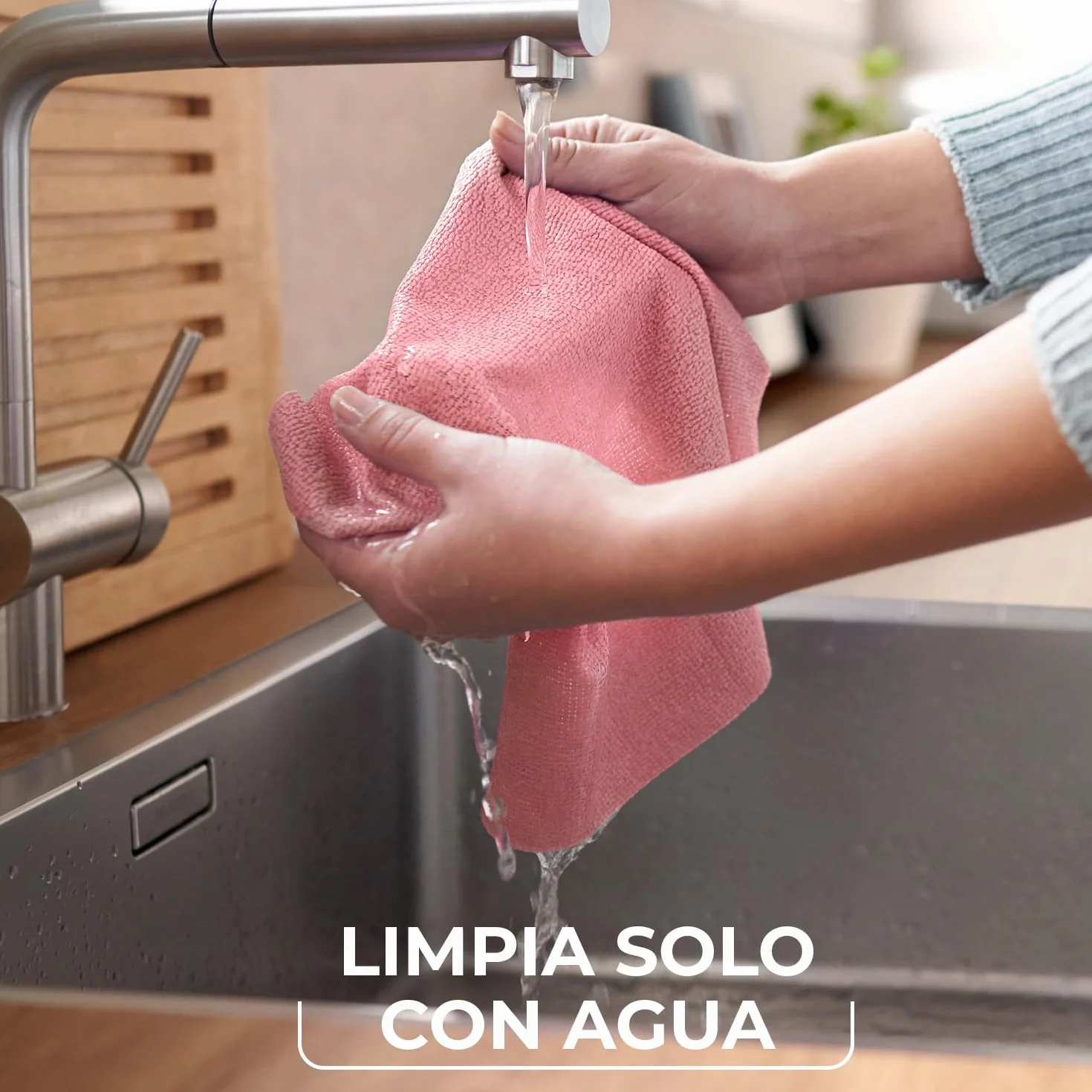 Vileda Actifibre Soft Universal Bayeta Multiusos de 100% Microfibra Limpieza sin Marcas Muy Absorbente Tacto Suave Lavable a 60 °C Rosa Claro y Gris