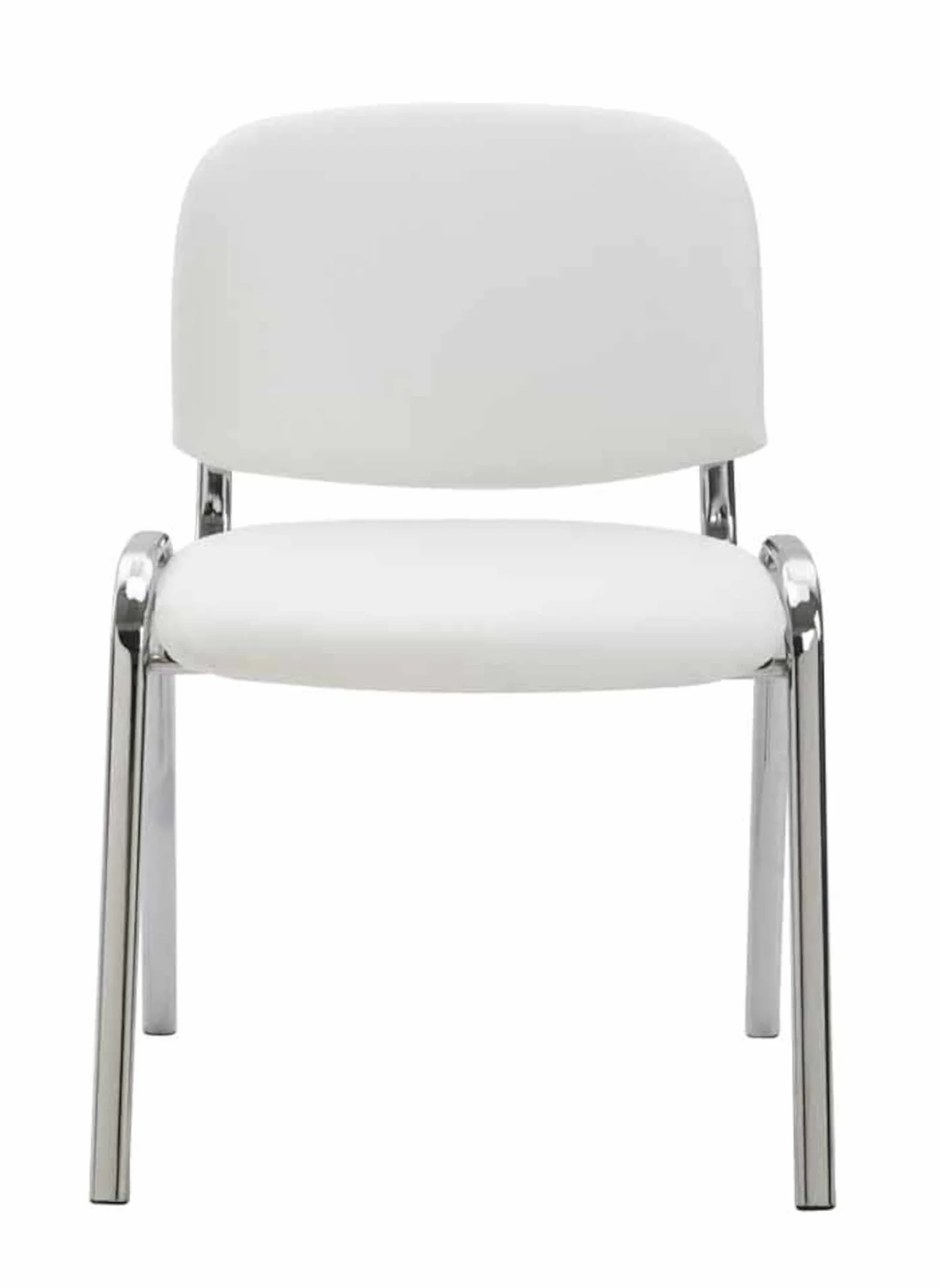 CLP Set De 4 Sillas Ken Cromadas En Polipiel para Eventos I Sillas Apilables con Base Metálica Sin Reposabrazos, Color:Blanco