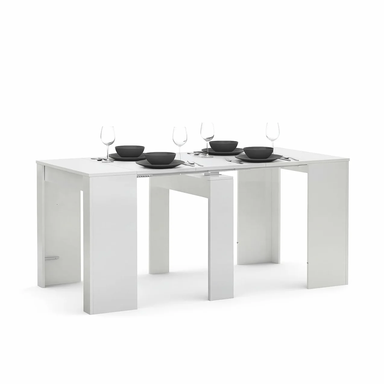 duehome | Mesa de Comedor, Consola, Mesa Extensible, Mesa para Salon, Recibidor o Cocina, Acabado en Blanco Artik, Modelo Denis, Medidas: 50-235 cm (Largo) x 90 cm (Ancho) x 78 cm (Alto)