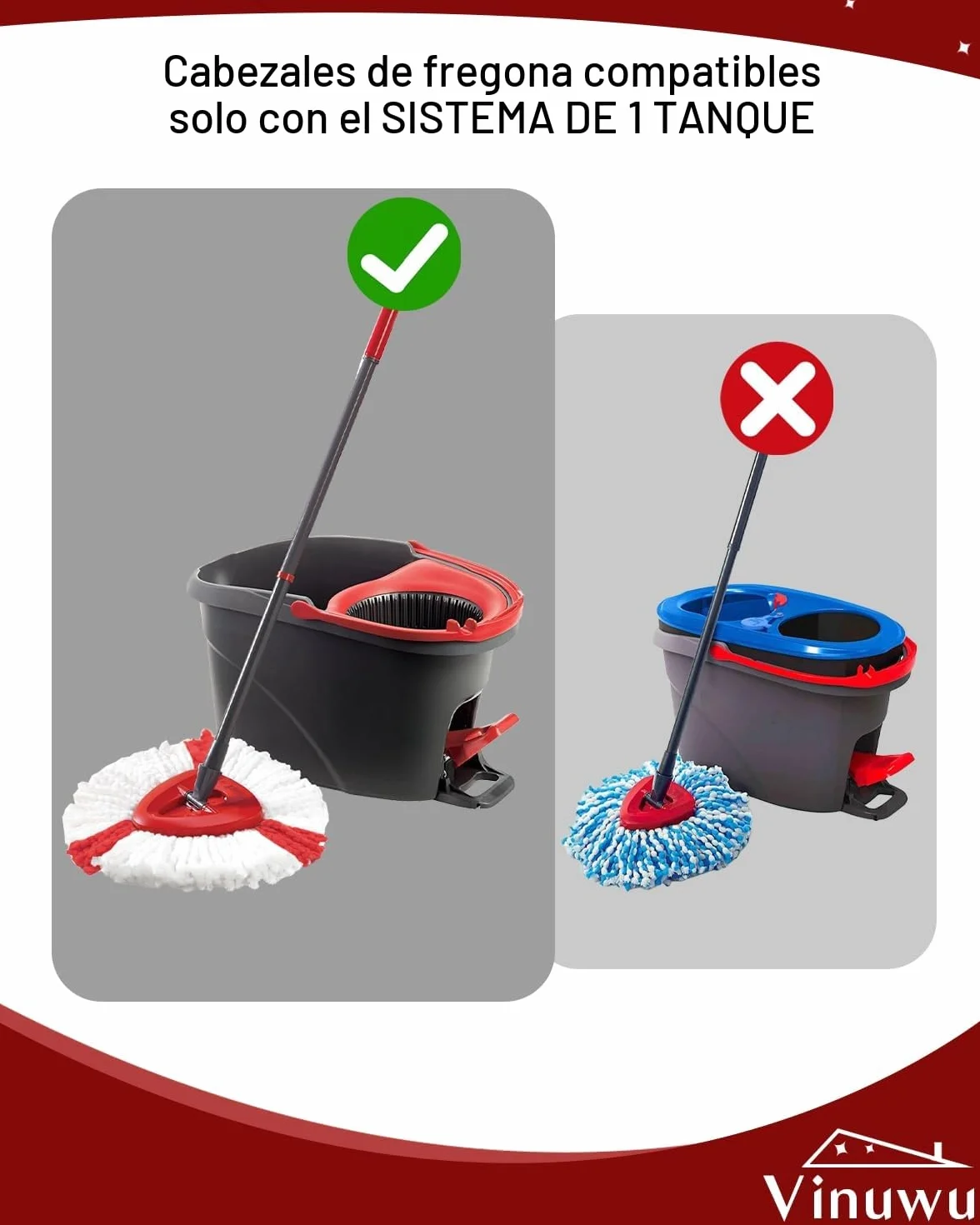 Vileda Turbo Recambio Mopas Microfibra Paquete de 5 Cabezales de Fregona Lavable