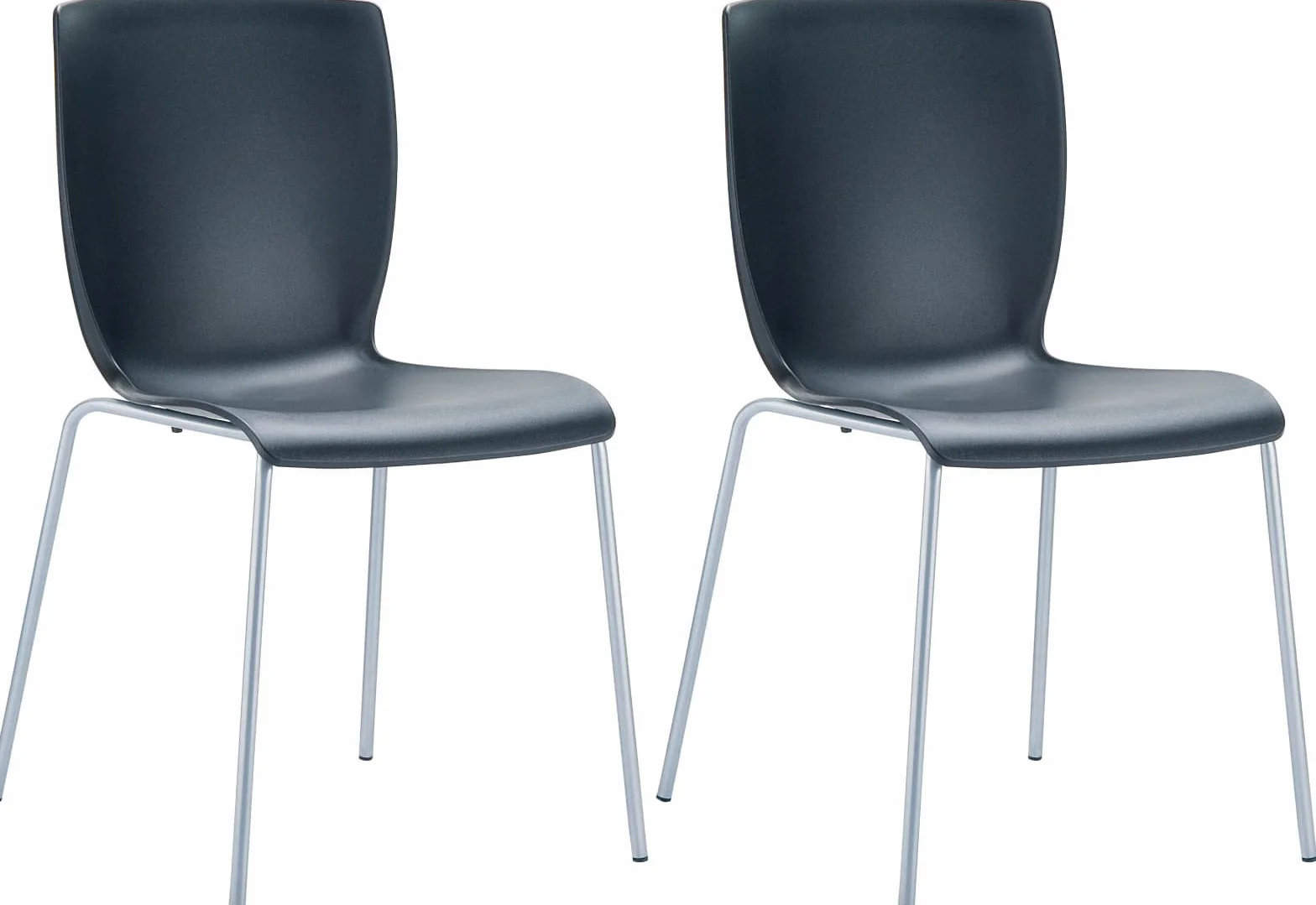 CLP Set De 2 Sillas Apilables Mio De Plástico I Sillas para Eventos Impermeables con Base De Aluminio & Respaldo, Color:Negro