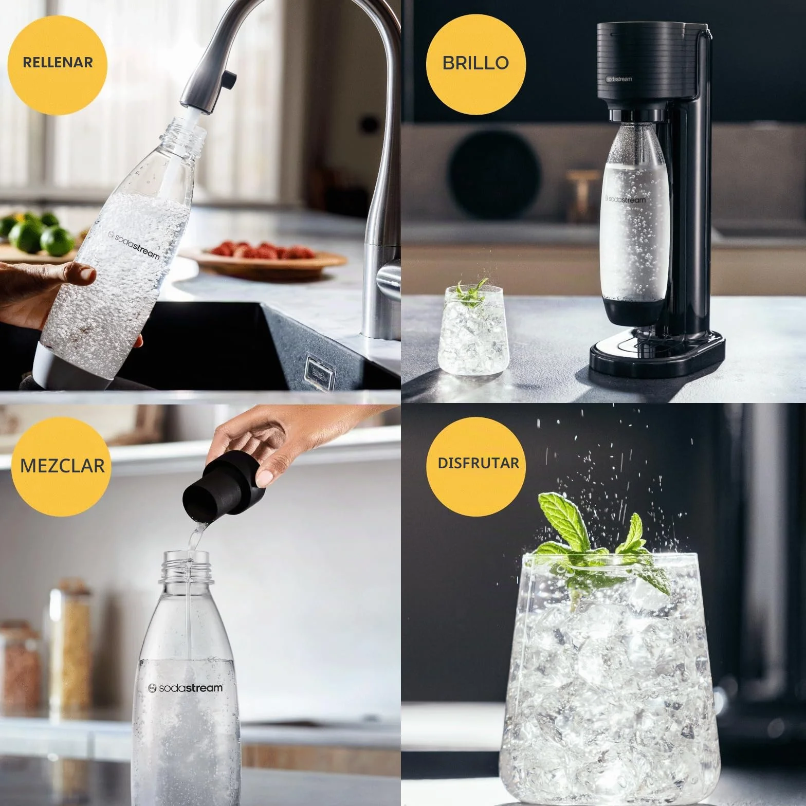 SodaStream Gasador de agua espumosa 1L botella 425g CO2 cilindro enganche rápido