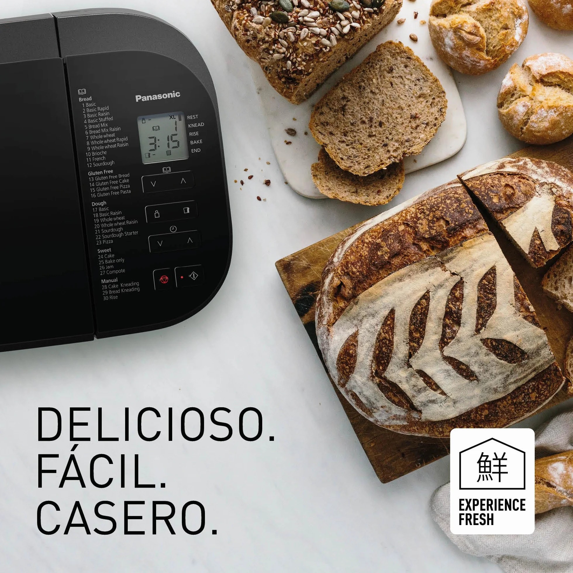 Panasonic SD-R2530 Panificadora Automática con Dispensador, 850 W, Sensor de Temperatura, Temporizador Digital 13H, 30 Programas, Negro