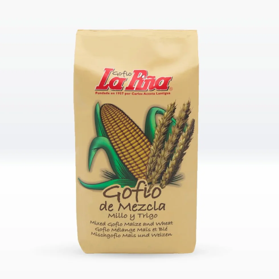 Gofio La Piña Mezcla 500g Gofio Canario de Millo y Trigo Tostado Fuente Natural de Fibra y Proteínas Vegetales