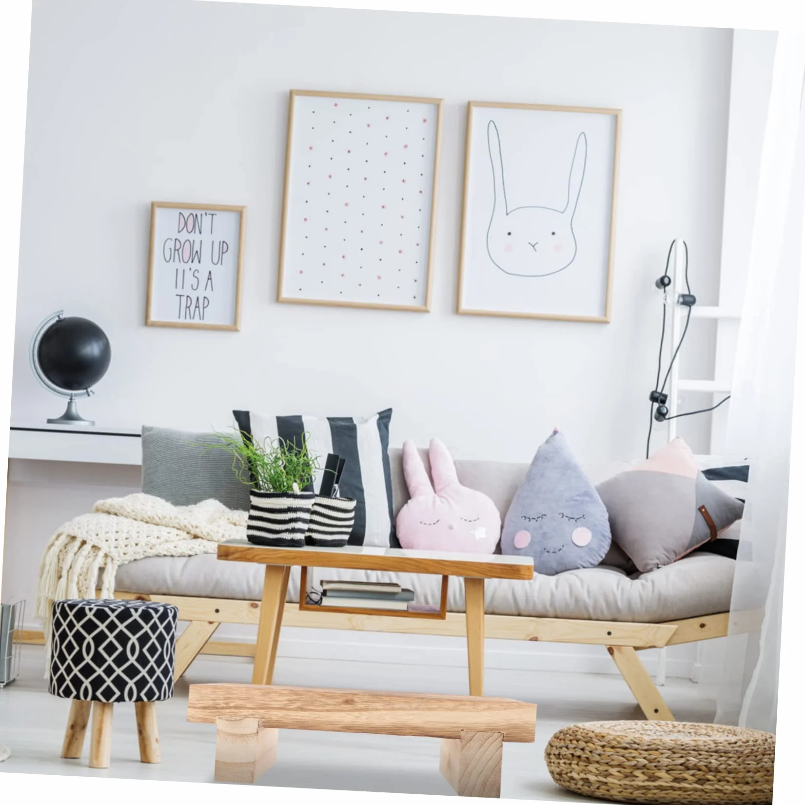 Taburete Pequeño de Madera de Paulownia 34x20x22 cm Reposapiés Ergonómico Portátil