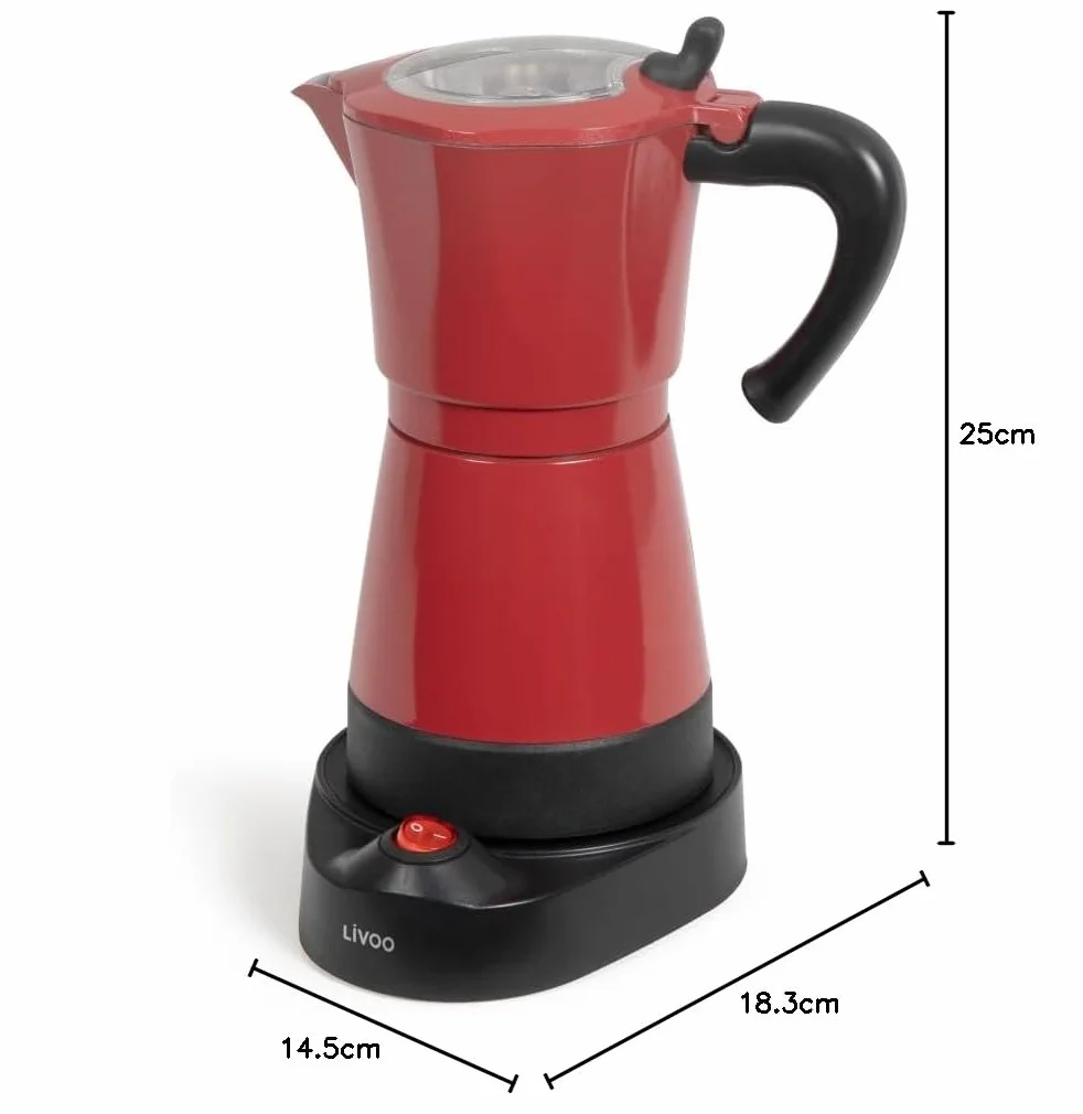 Livoo DOD117A Cafetera italiana eléctrica 300 ml 6 tazas 480 W aluminio