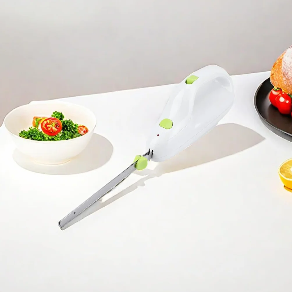 Brrnoo Cuchillo de Pan Eléctrico, Cuchillo Eléctrico para Carne Congelada, Cuchillo Electrico Cocina Acero Inoxidable, para Cortar Carne, Jamonero, Pan, Queso, Verduras y Frutas,
