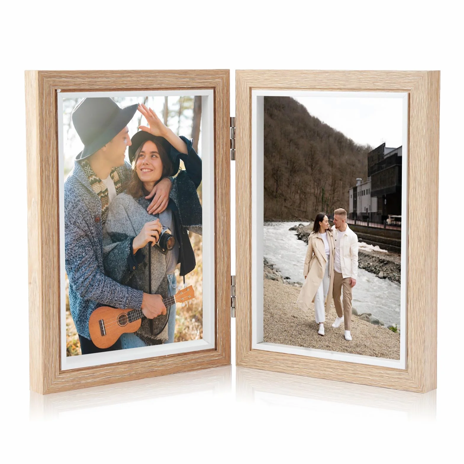 Marco de Fotos Doble 10x15cm Madera, Portarretratos para 2 Fotos (6 pulgadas)