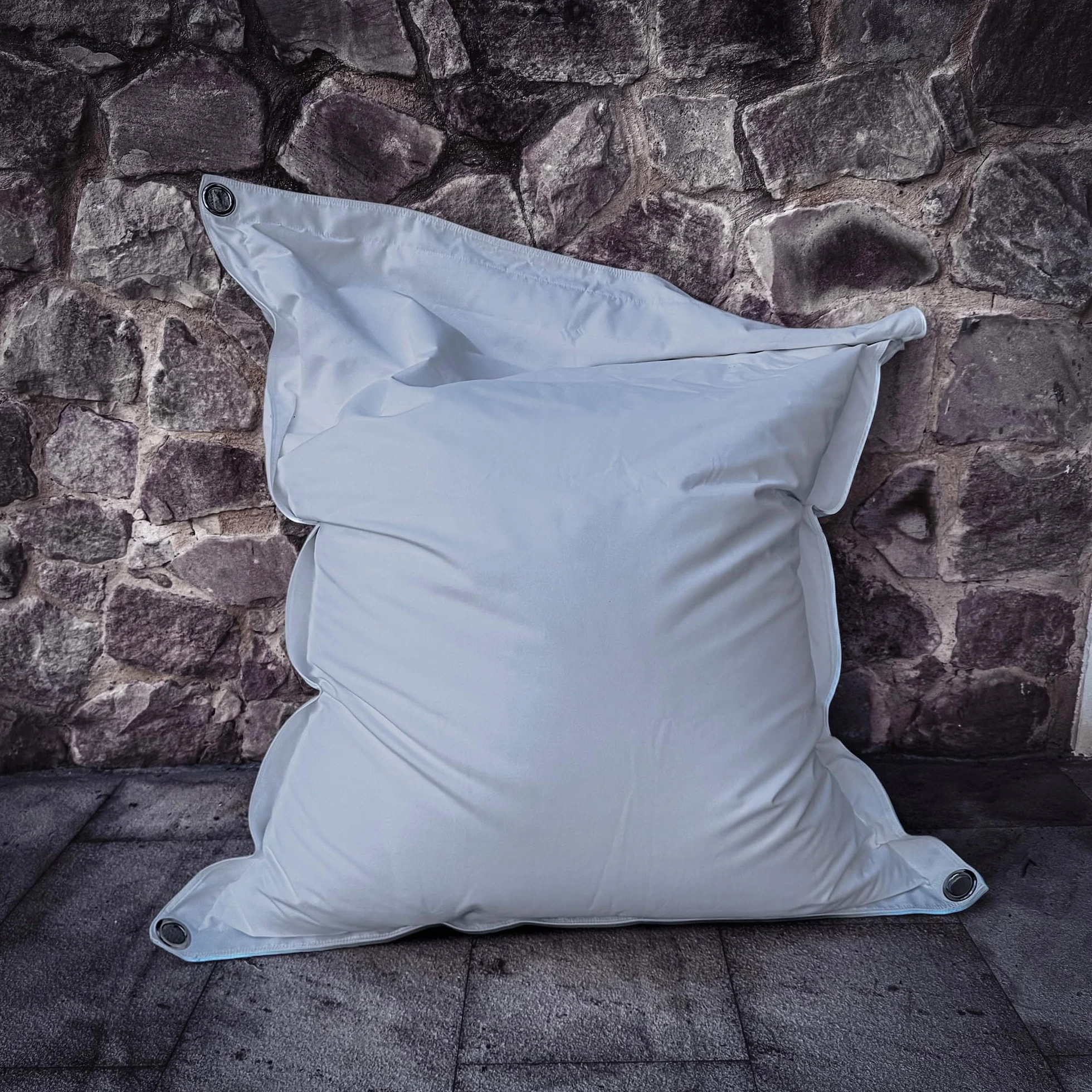 Aiire Puff Exterior de Lujo XXL - [180x140 cm] Puf Gigante con Relleno Incluido en Olefina Premium - Moderno Bean Bag para Piscina, Jardín o Terraza - Sofa de Suelo Interior o Exterior Gris