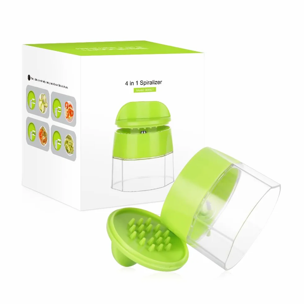 4 Piezas Espiralizador de Verduras Espiralizador Manual Espaguetis Calabacin Maquina, Cortador de Calabacin en Espaguetis, Espiralizador de Vegetales Adecuado para Zanahorias, Pepinos