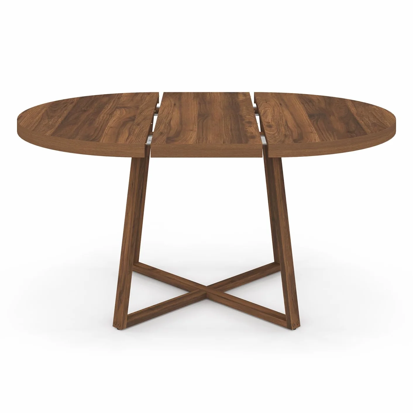 IDMarket - Mesa de Comedor Extensible Redonda Selma 4-8 Personas Nogal 110-150 cm