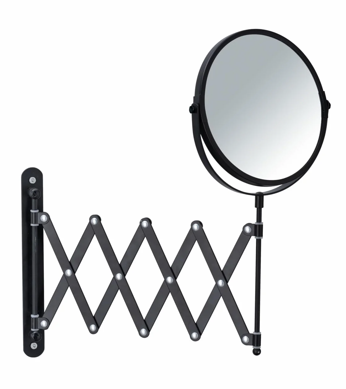 Wenko Khalia-Foto-Espejo de Pared telescópico (3, 16 cm de diámetro, Aumento del 300%), Metal, Negro, 6350 x 219 x 37, 38.5 cm, 24100100