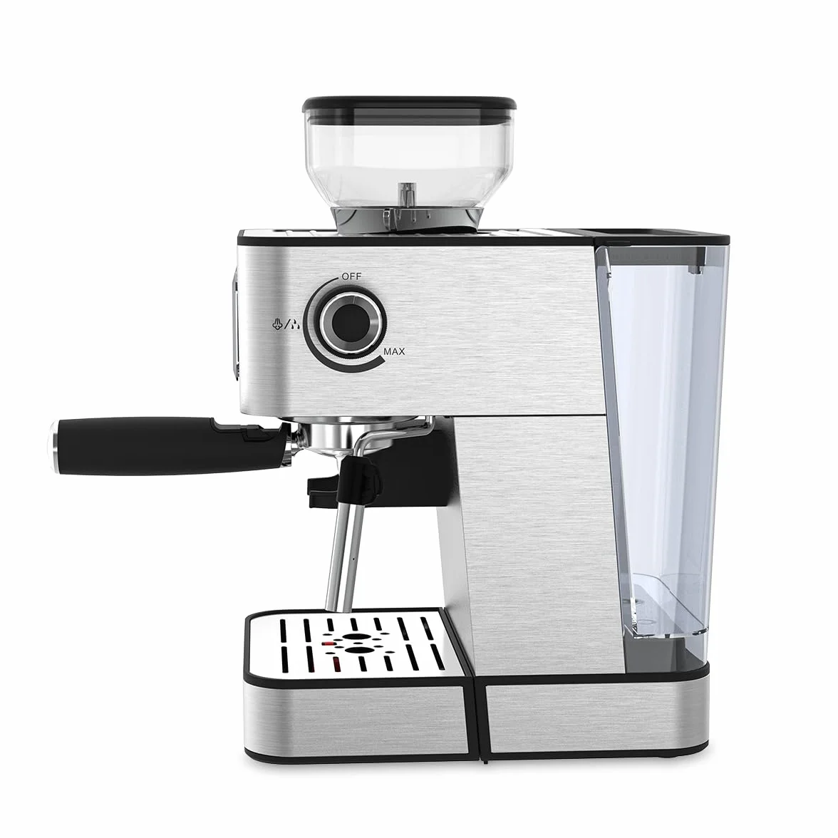 PRIXTON Cafetera Espresso Napoli con Molinillo Integrado 22 Niveles, 20 Bares, 1350W, Filtro de Doble Salida, Vaporizador ajustable, Compatible con Café en Grano, Molido y Cápsulas (Reacondicionado)
