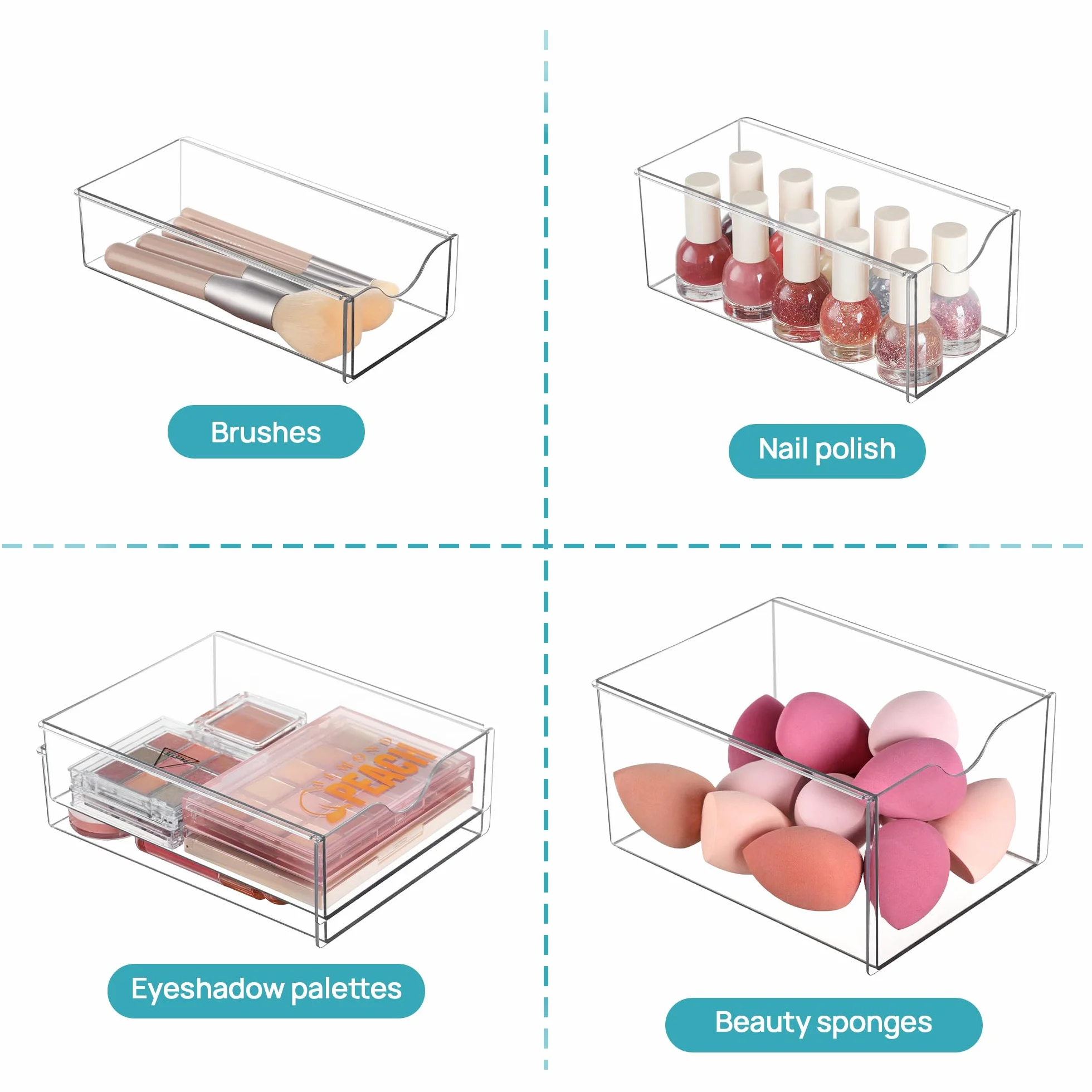 Vtopmart Organizador de escritorio con 8 cajones, organizador de oficina, organizador de escritorio transparente para oficina, manualidades, maquillaje, bolígrafos