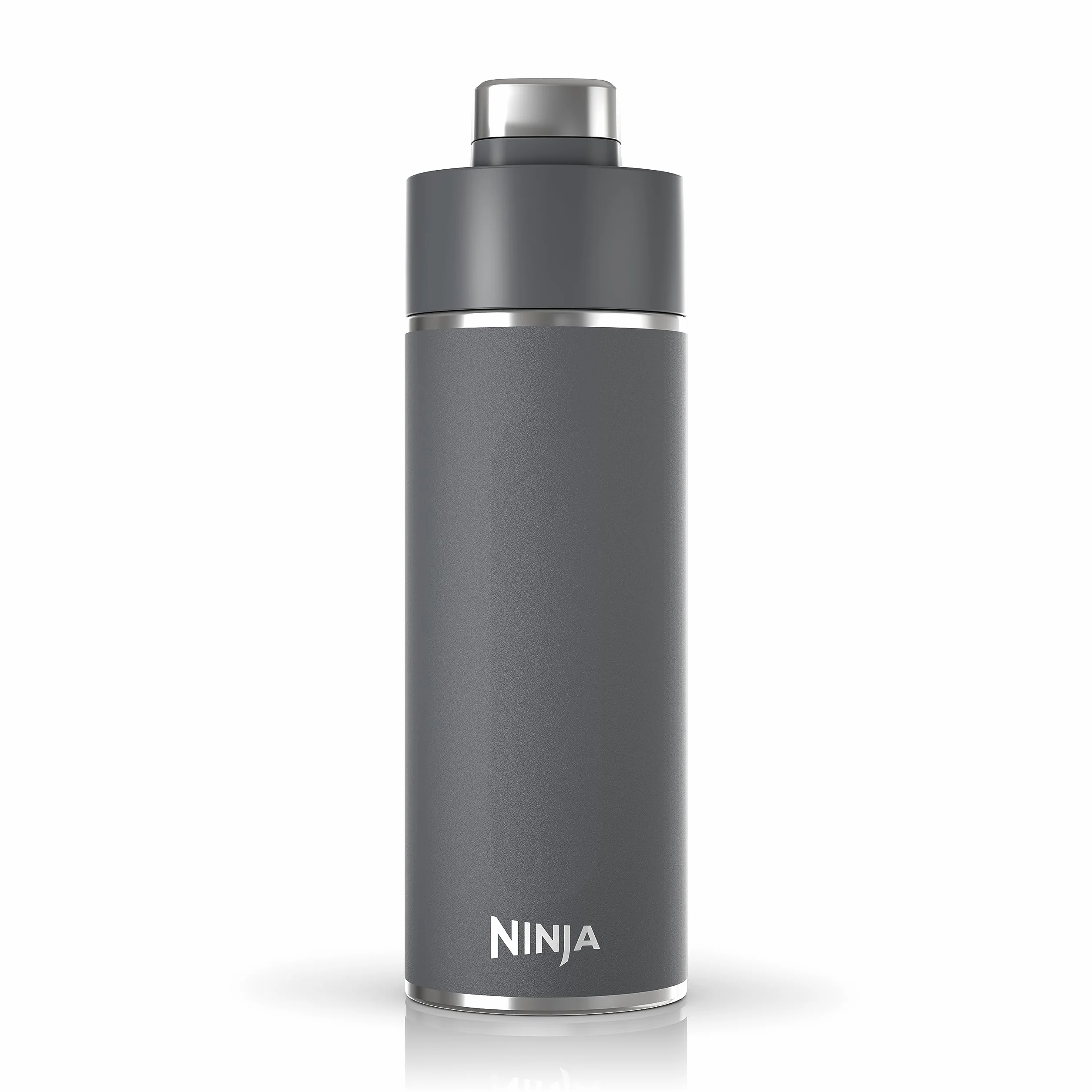 Ninja DW2401GY Thirsti - Botella de agua de viaje de 24 onzas, para bebidas gaseosas carbonatadas, más frías y efervescentes durante más tiempo, acero inoxidable, a prueba de fugas, 24 horas de frío,