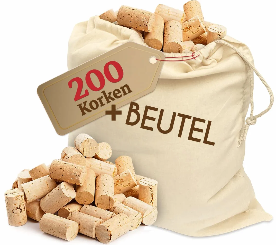 Corchos de Botella como tapones de vino para decorar, embellecer, artesanía - de naturaleza como suministros de manualidades para niños, suministros de pasatiempos para adultos 24mmx45mm (200 claro)