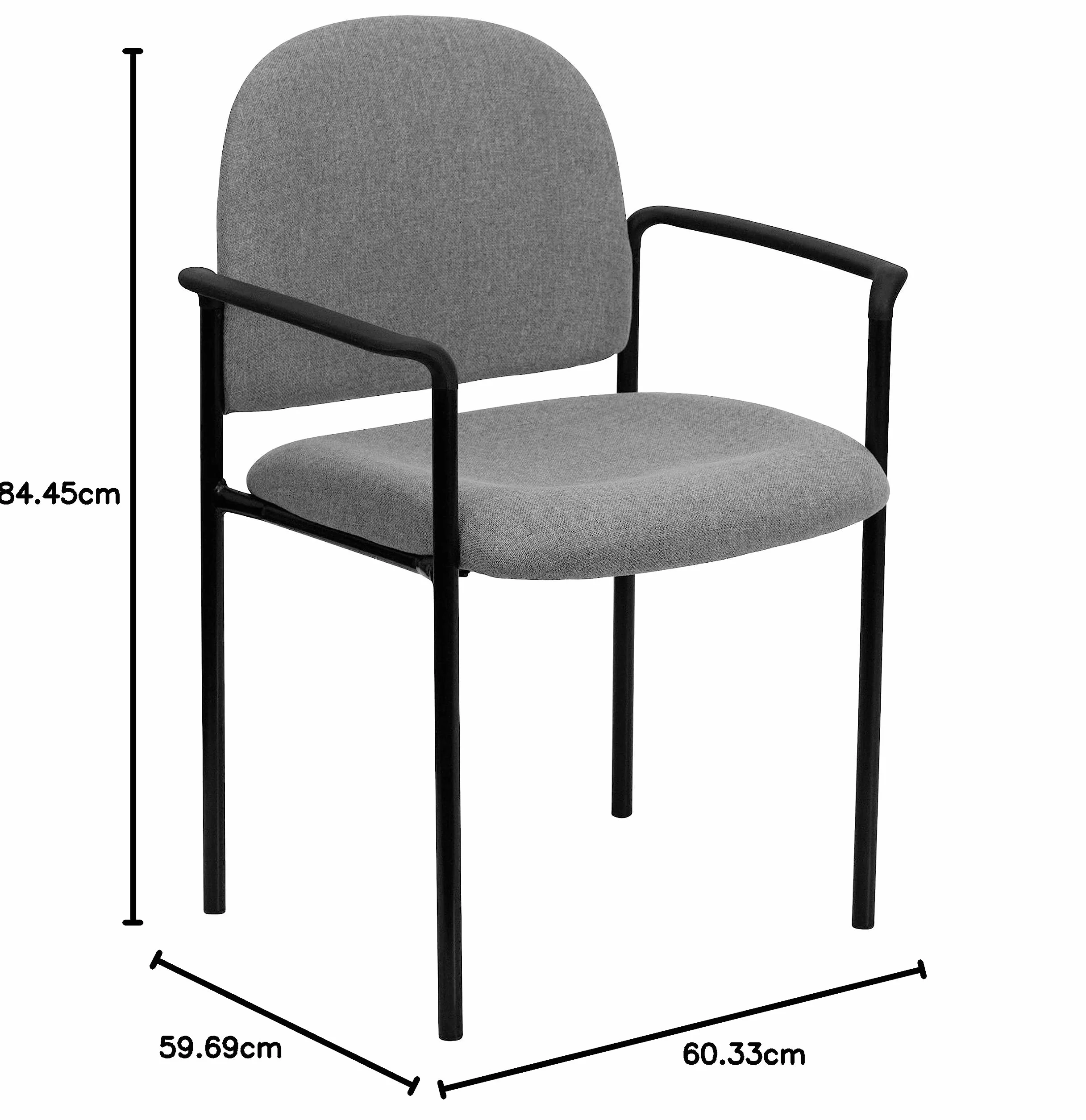 Flash Furniture Comfort - Silla de recepción Lateral apilable de Acero con Brazos, aleación, Tela Gris, Juego de 1