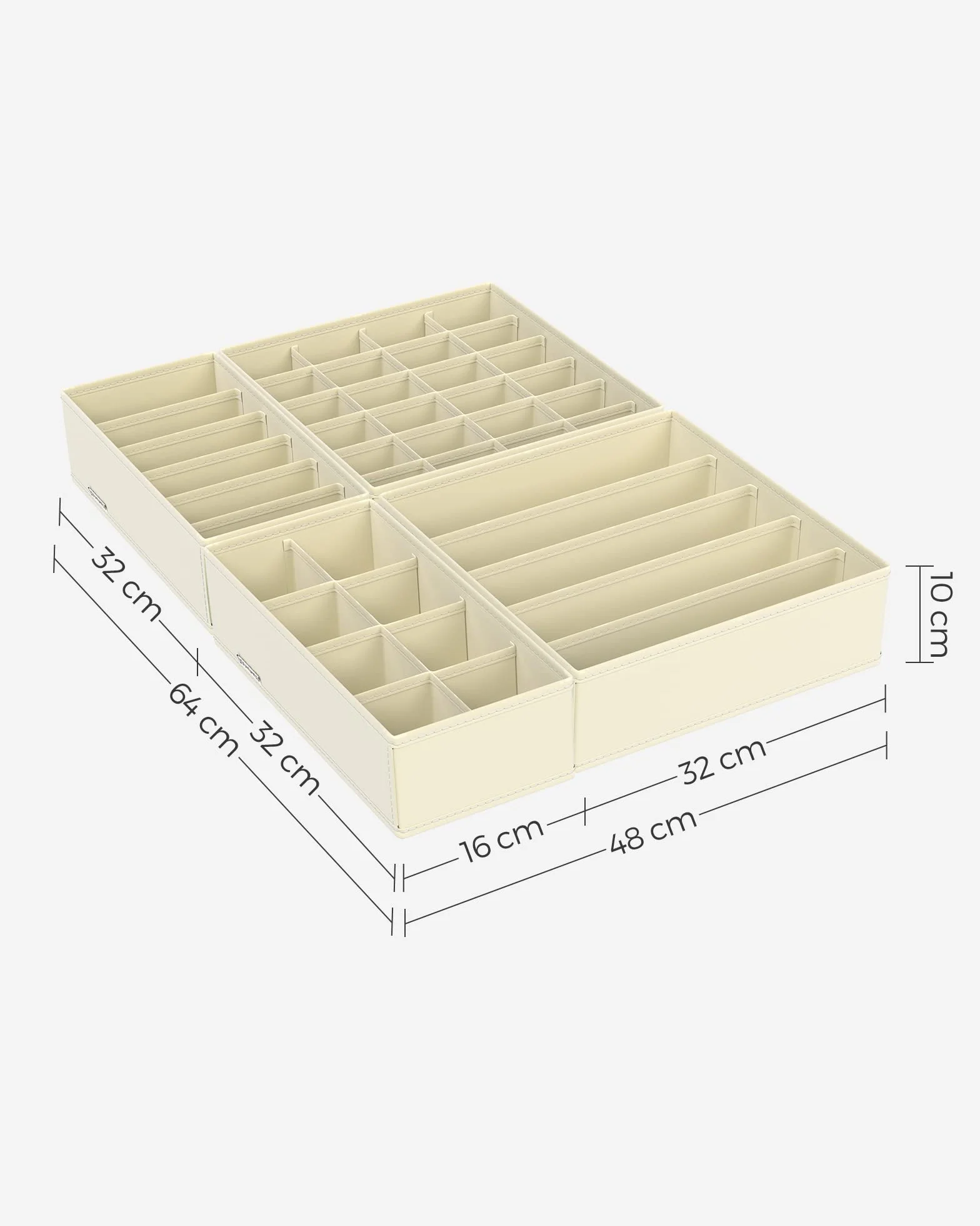 SONGMICS 8-Pack Organizadores para Cajones de Ropa Interior, Divisores Plegables, Cajas de Tela para Armario, Beige