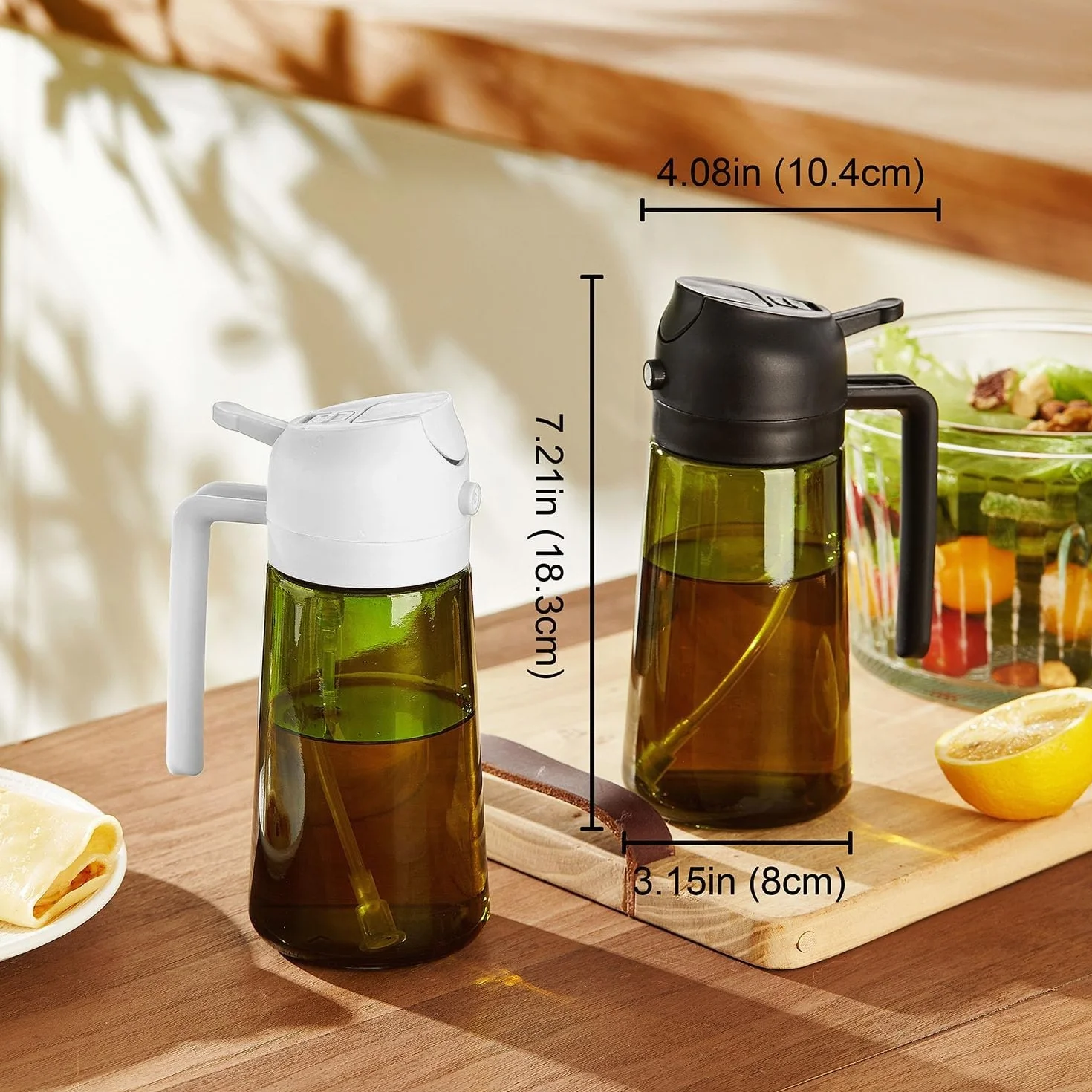 TrendPlain Pulverizador Aceite Spray 470ml 2 en 1 Aceite Cocina Freidora de Aire
