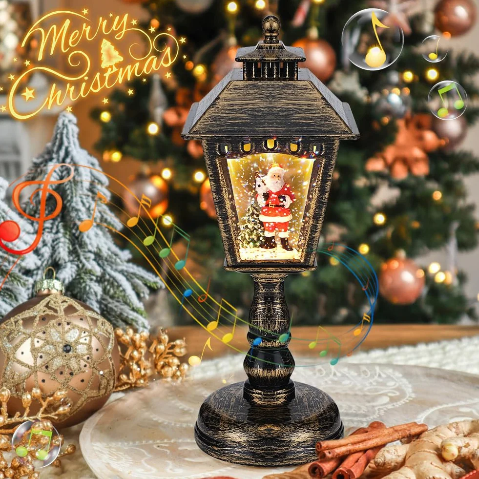 Linterna Navidad Globo de Nieve con Música Farolillo Musical Luz Noche Decoración Fiesta Regalo