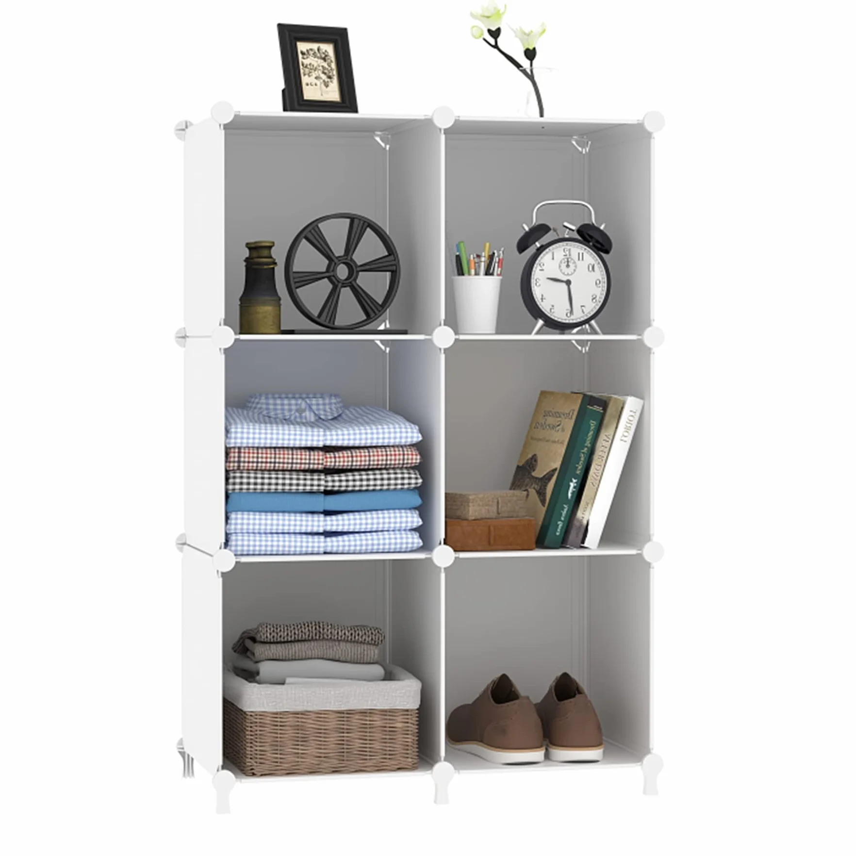 AWTATOS Organizador de Almacenamiento Cubo Modular de 6 Cubos de Plástico Blanco