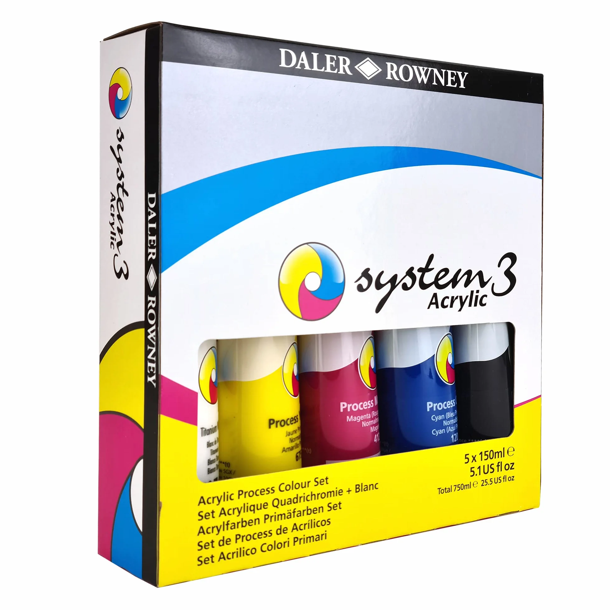 Daler-Rowney System3 Set Process Acrílico 5 Colores 150ml