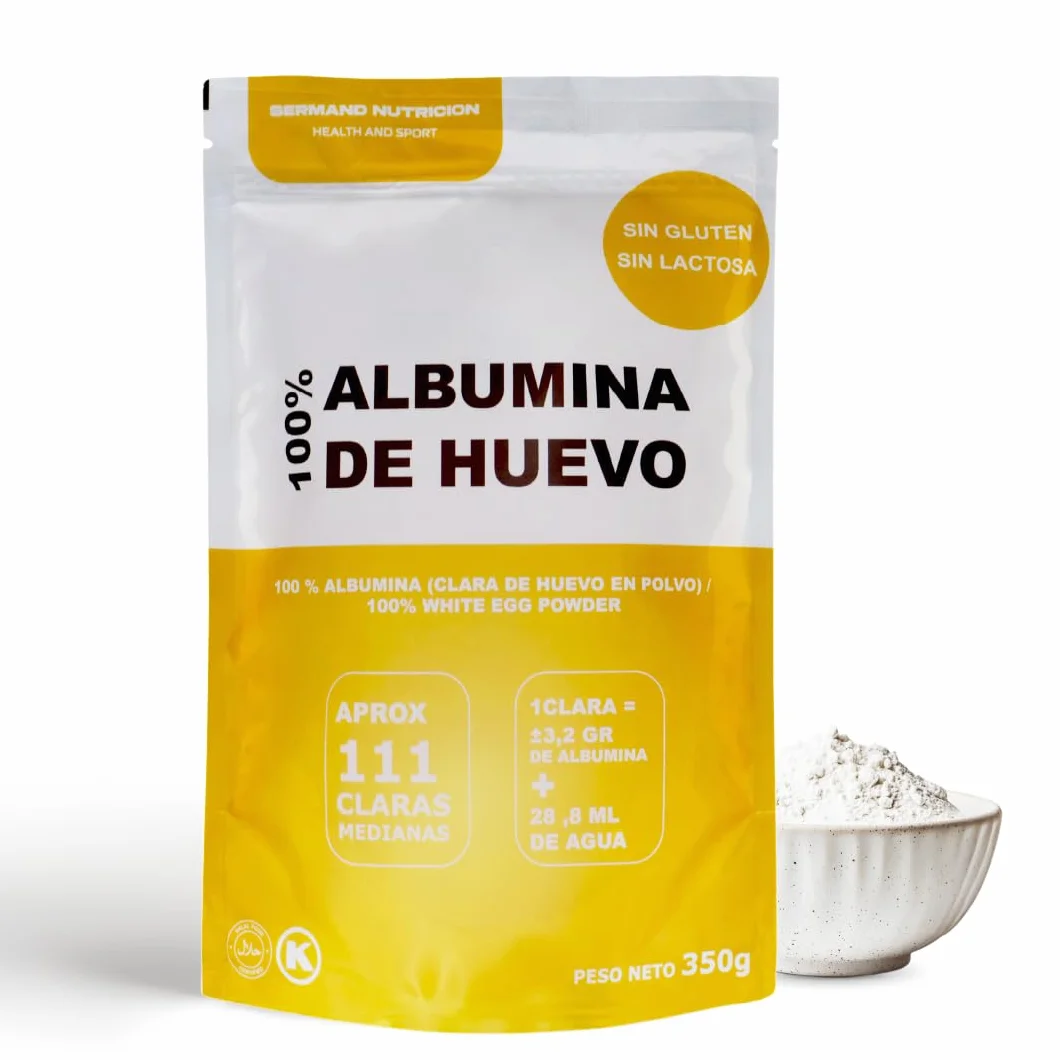 Clara de Huevo en Polvo SERMAND | Albúmina de Huevo Sin Aditivos Sin Lactosa | Bolsa Zip 350 GR