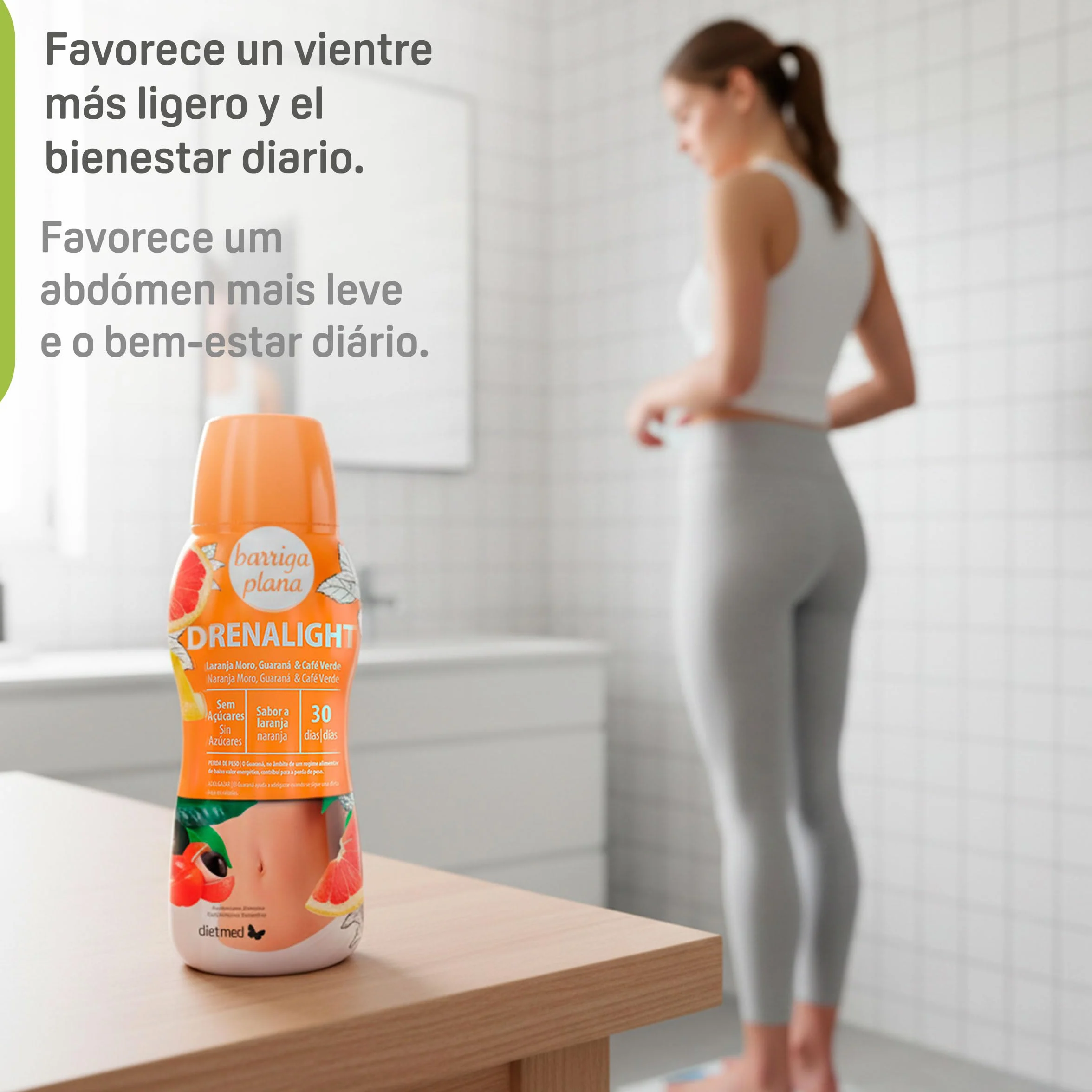 DietMed Drenalight Barriga Plana Solución Oral 600 ml Naranja Roja Moro 400 mg Guaraná 300 mg Café Verde 300 mg